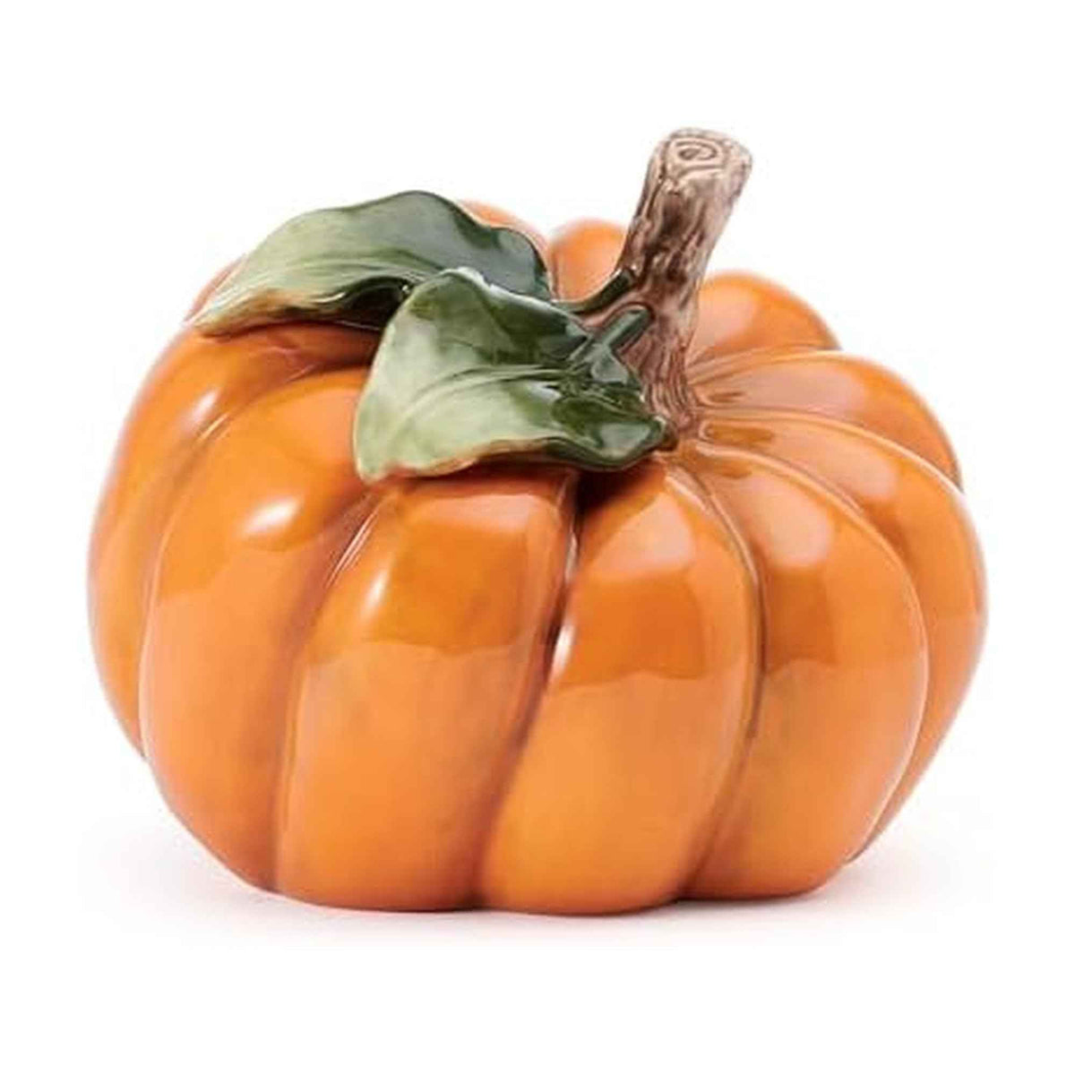 Fitz and Floyd Harvest Halloween Side Pumpkin Ceramic Figurine, 5.5 inch