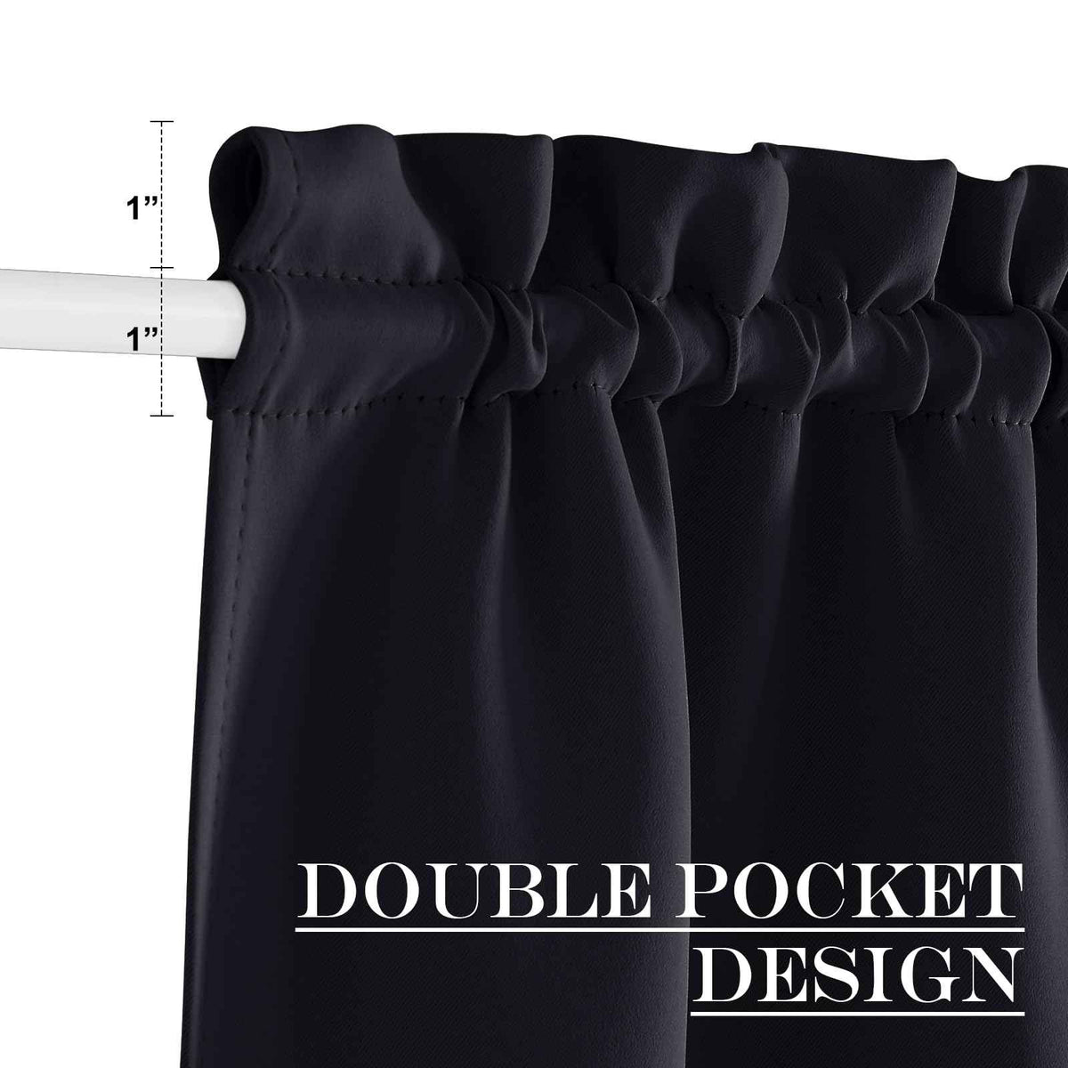NICETOWN Blackout Window Door Curtains, Room Darkening Halloween Curtains for French Door/Glass Door, Rod Pocket Functional Thermal Insulated Doorway Curtains, 54 x 80 Inches, Black, 1 PC