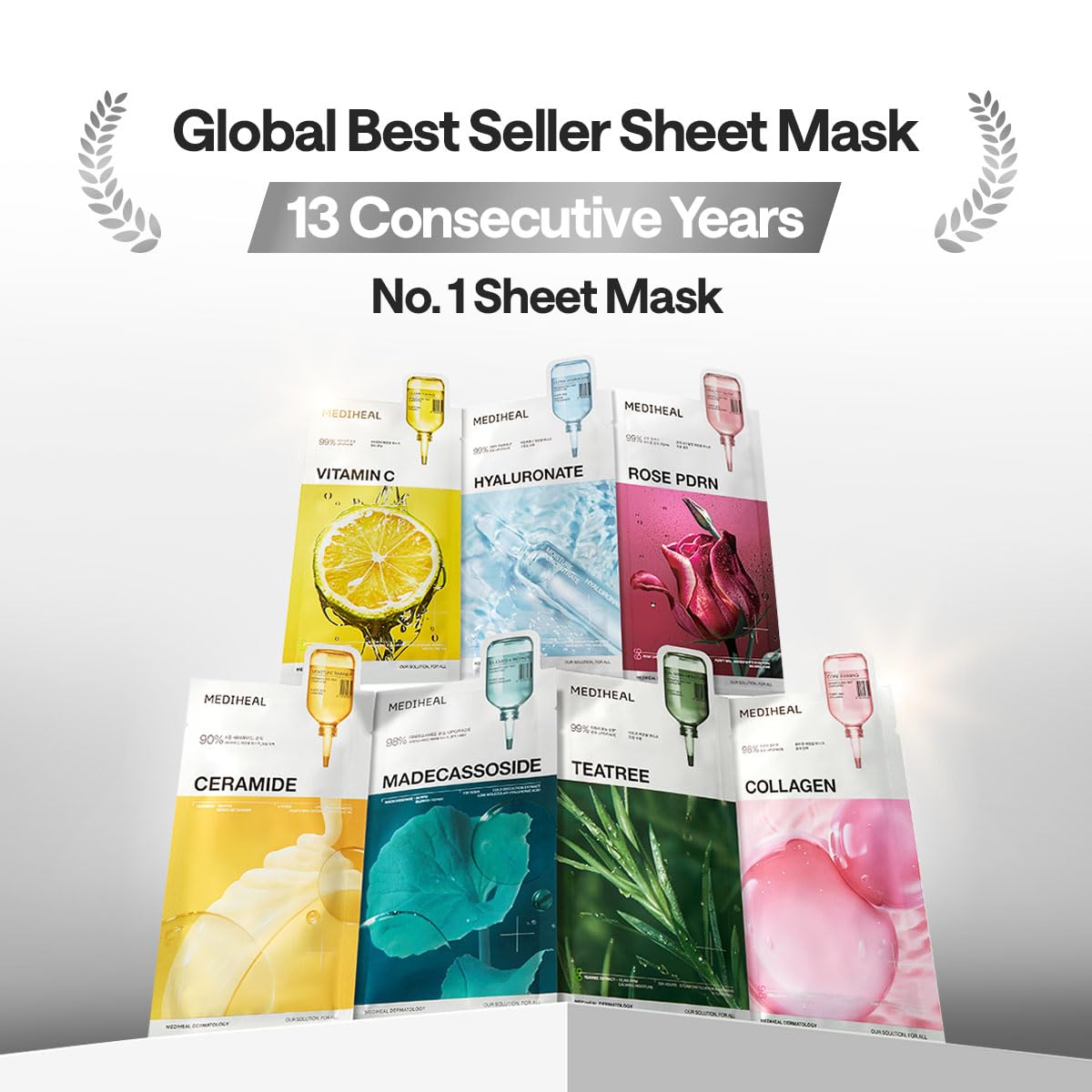 MEDIHEAL Madecassoside Essential Face Mask - Korean Skincare, Blemish Repair with Hyaluronic Acid, Moisture Barrier & Skin Texture Care for Women, Vegan Formula (10 Sheets) 🍁 All In One Marketplace Canada