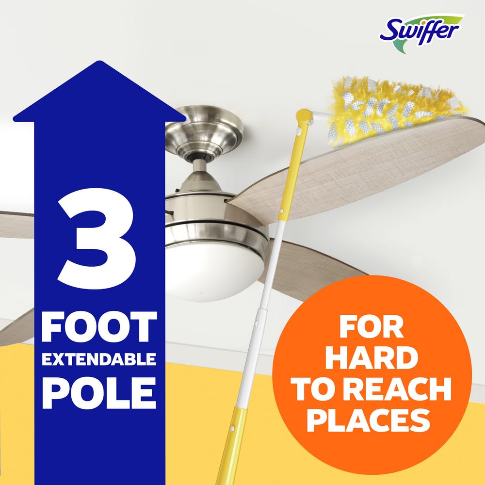 Swiffer Duster Kit with 3 ft Extendable Handle, Heavy Duty Dusting Starter Kit with 12 Refills, for Ceiling Fans, Vents and Hard to Reach Places 🍁 All In One Marketplace Canada