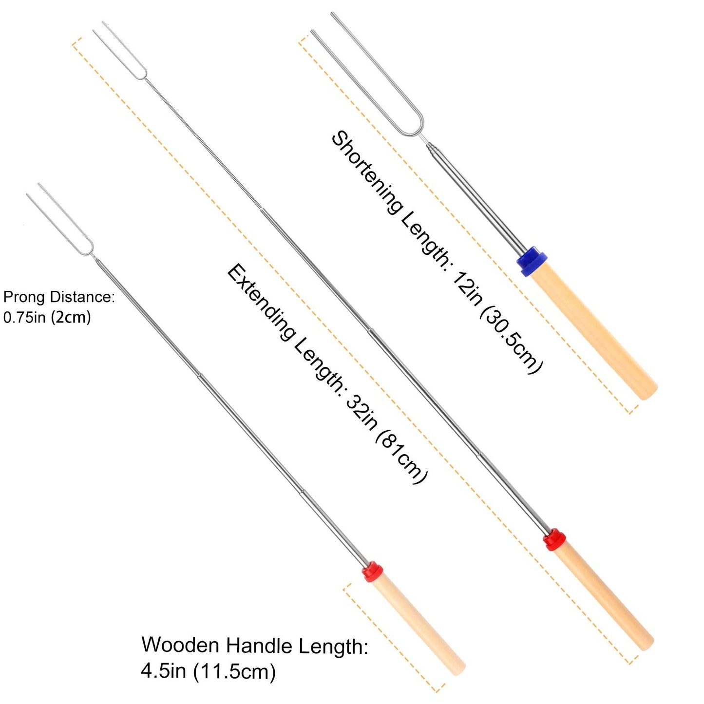Marshmallow Roasting Sticks, Telescoping Smores Sticks for Open Fire Pit, 32 Inch Long Marshmallow Toasting Barbecue Forks Smores Skewers for Campfire Camping Hotdog Hot Dog Bonfire Grill, 5 Pack 🍁 All In One Marketplace Canada