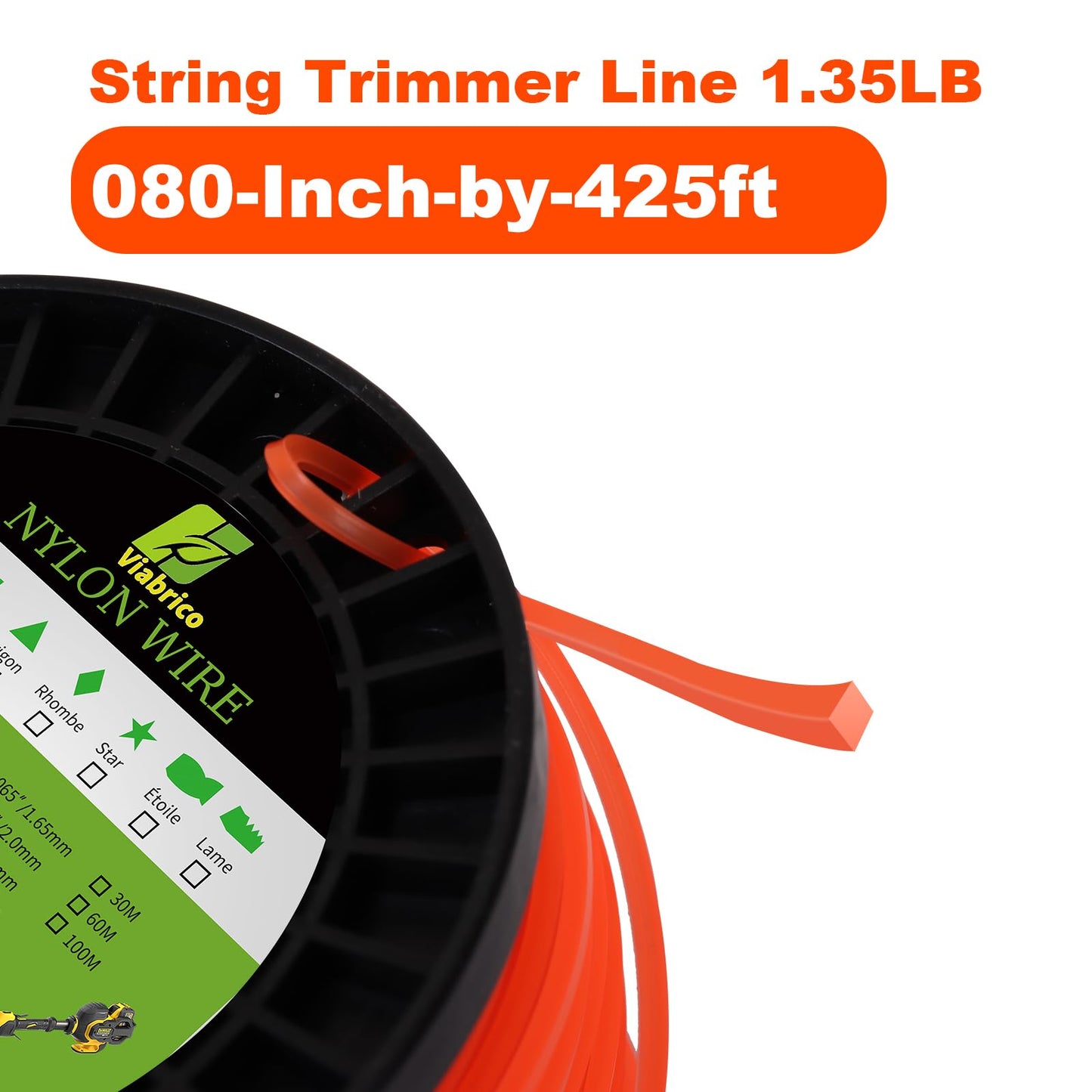VIABRICO 0.080 Inch Trimmer Line, 0.080" Weed Wacker Eater String, Commercial Grade Square Nylon String Trimmer Line Replacement for String Trimmer Weed Trimmer .080"-425ft-1.35lb-Spool 🍁 All In One Marketplace Canada