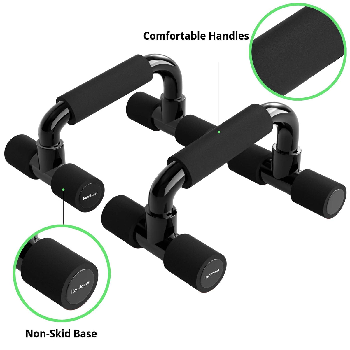 Readaeer Push Up Bars Gym Exercise Equipment Fitness 1 Pair Pushup Handles with Cushioned Foam Grip and Non-Slip Sturdy Structure Push Up Bars for Men & Women（Black） 🍁 All In One Marketplace Canada