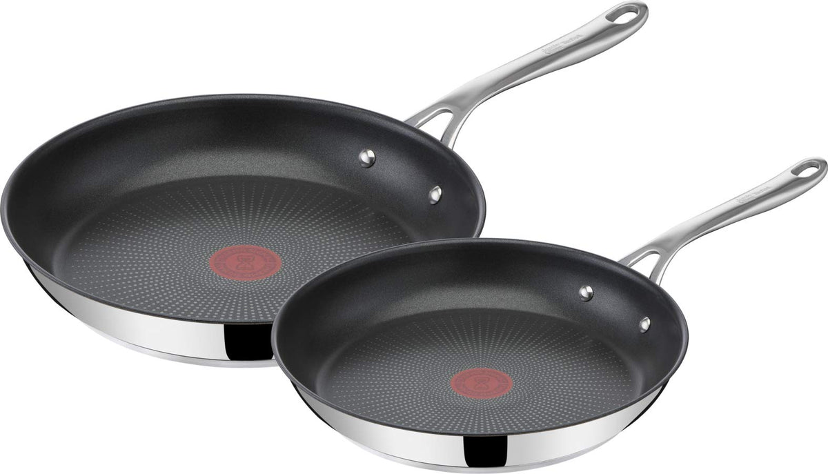 Jamie Oliver by Tefal Nonstick Coated Stainless Steel Pan Set 9.5" & 11", Induction Compatible, Oven Safe up to 500°F, Chef's Stainless Steel Skillet, Frying Pan, Kitchen Essentials, Silver 🍁 All In One Marketplace Canada