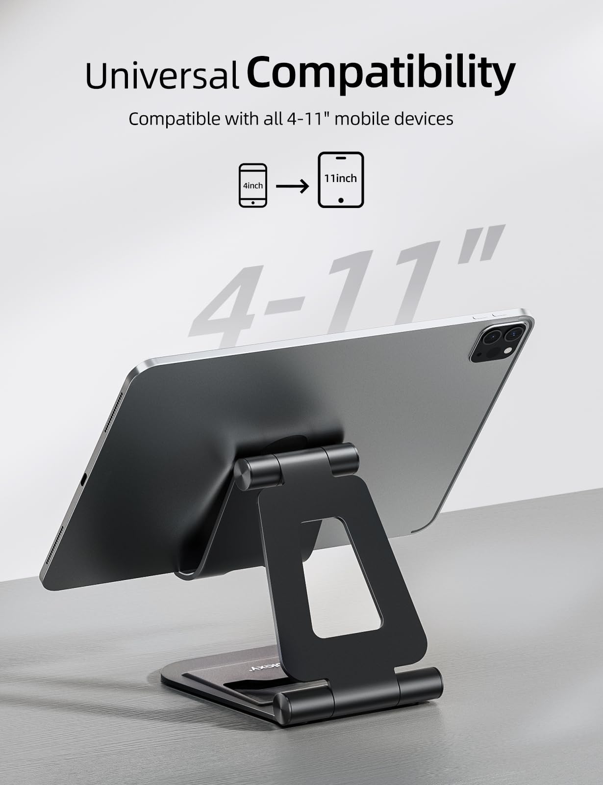 Nulaxy Aluminum Dual Foldable iPad Stand, Fully Adjustable Desktop Tablet Holder, iPad Accessories Office Compatible with 4-11" Mobile Devices Kindle, iPad Pro/Air/Mini, iPhone Pro/Max/Plus, Black 🍁 All In One Marketplace Canada