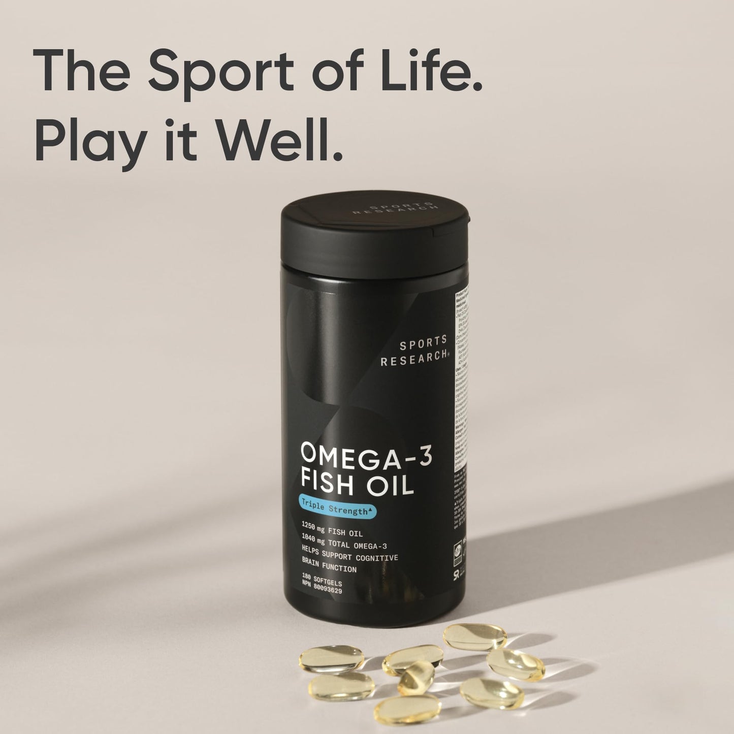 Sports Research® Triple Strength Omega 3 Fish Oil - Burpless Supplement w/EPA & DHA Fatty Acids from Wild Alaskan Pollock - Supports Cognitive Health & Brain Function for Men & Women - 1250mg, 180ct 🍁 All In One Marketplace Canada