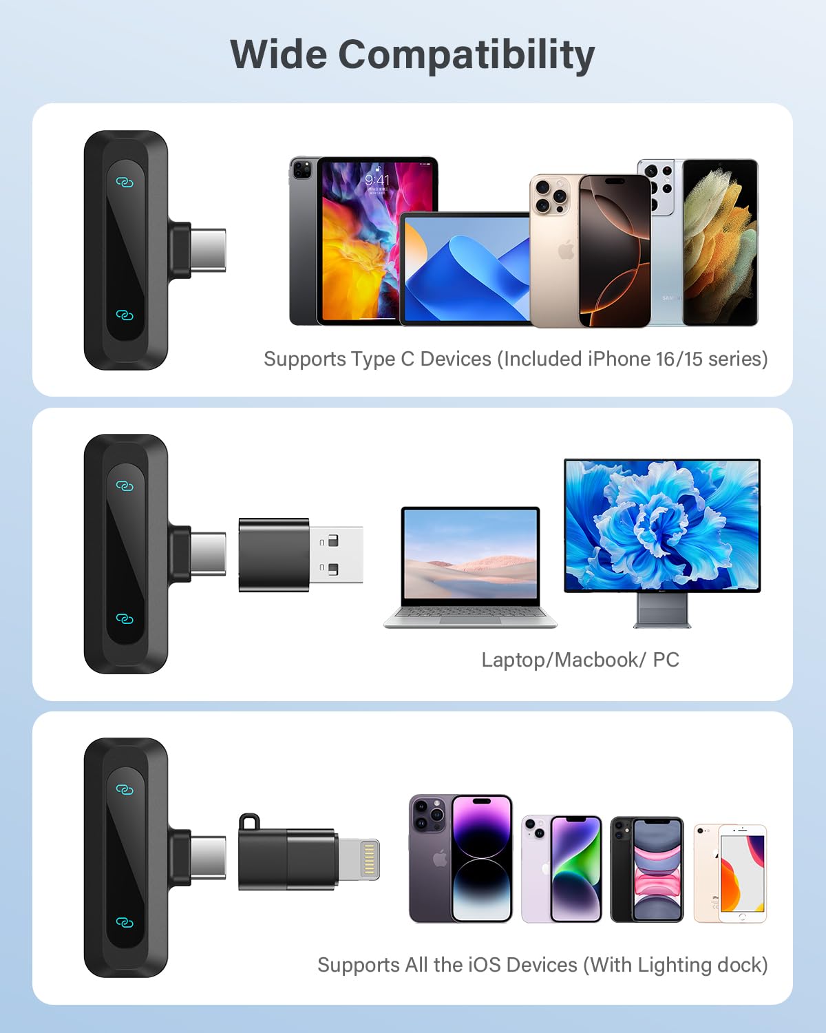 Wireless Lavalier Microphone for iPhone, iPad, Android Phone，2-Pack Mini Microphone with Noise Reduction, Auto Pairing and Mute & Reverb for Vlogging, Video Recording, TikTok, YouTube - Plug & Play 🍁 All In One Marketplace Canada