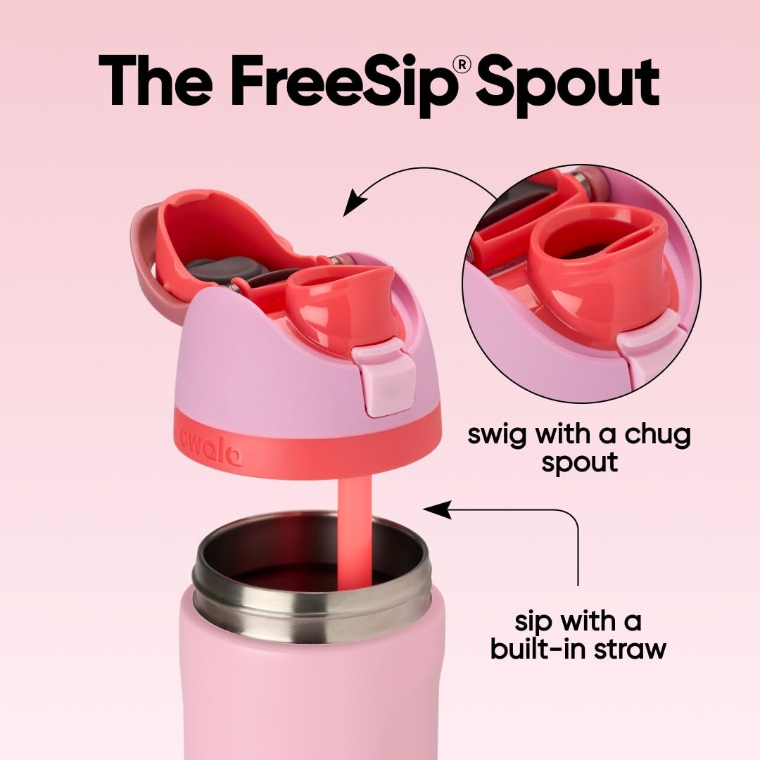 Owala FreeSip Insulated Stainless Steel Water Bottle with Straw for Sports and Travel, BPA-Free Sports Water Bottle, 32 oz, Pink, Angel Food Cake 🍁 All In One Marketplace Canada