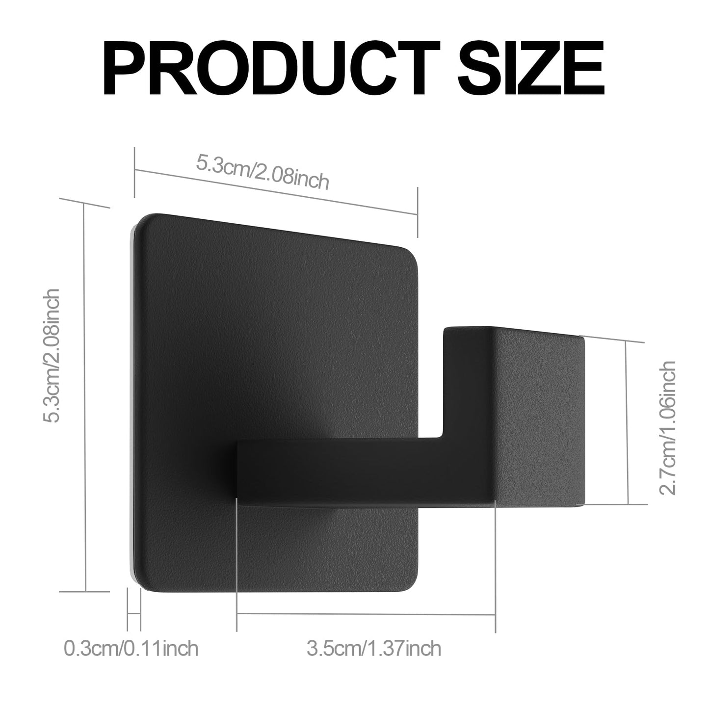 PMMASTO Black 4 Pack Self Adhesive Wall Hooks for Hanging, Stick On Wall Hanger Hook for Shower, Robe, Hat - Aluminium 🍁 All In One Marketplace Canada