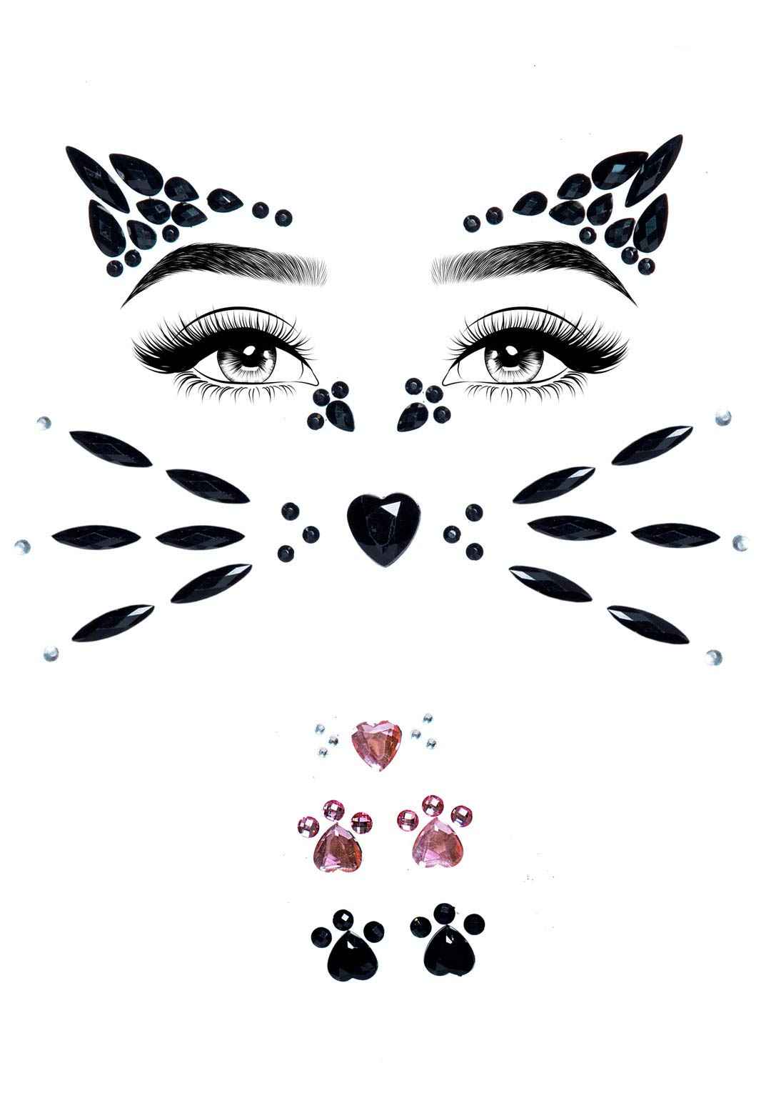 Leg Avenue Women's Halloween Rhinestone Face Jewels Costume Eyewear, Animal Black, One Size US, Multi, One Size