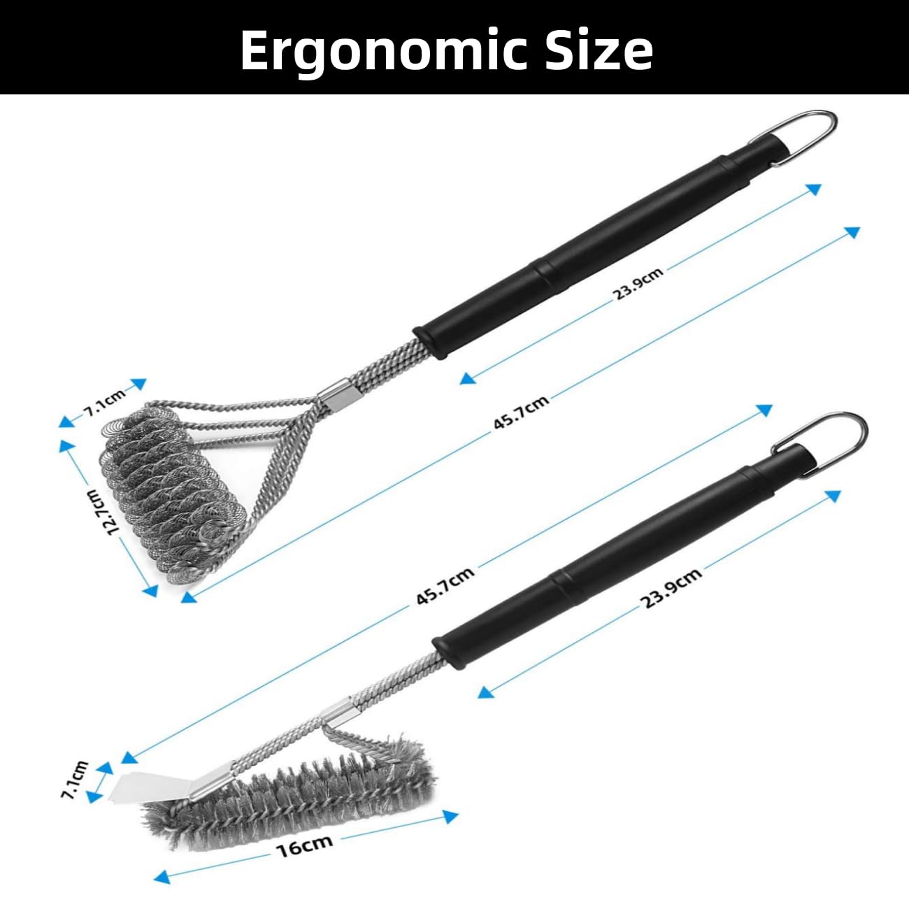 2 Pack BBQ Grill Brush, 18 inch BBQ Accessories, BBQ Cleaning Brush Safe Bristle Free BBQ Brush,100% Rust-Proof Stainless Steel- BBQ Grill Cleaner for Gas, Charcoal, Smoker, Porcelain, Infrared Grill 🍁 All In One Marketplace Canada