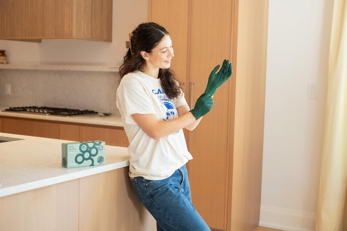 FRAMAR Green Nitrile Gloves Medium - Disposable Gloves Medium, Rubber Gloves Disposable, Cleaning Gloves, Kitchen Gloves, Mechanics Gloves, Cooking Gloves, Gant Latex Gloves Medium, 100 🍁 All In One Marketplace Canada