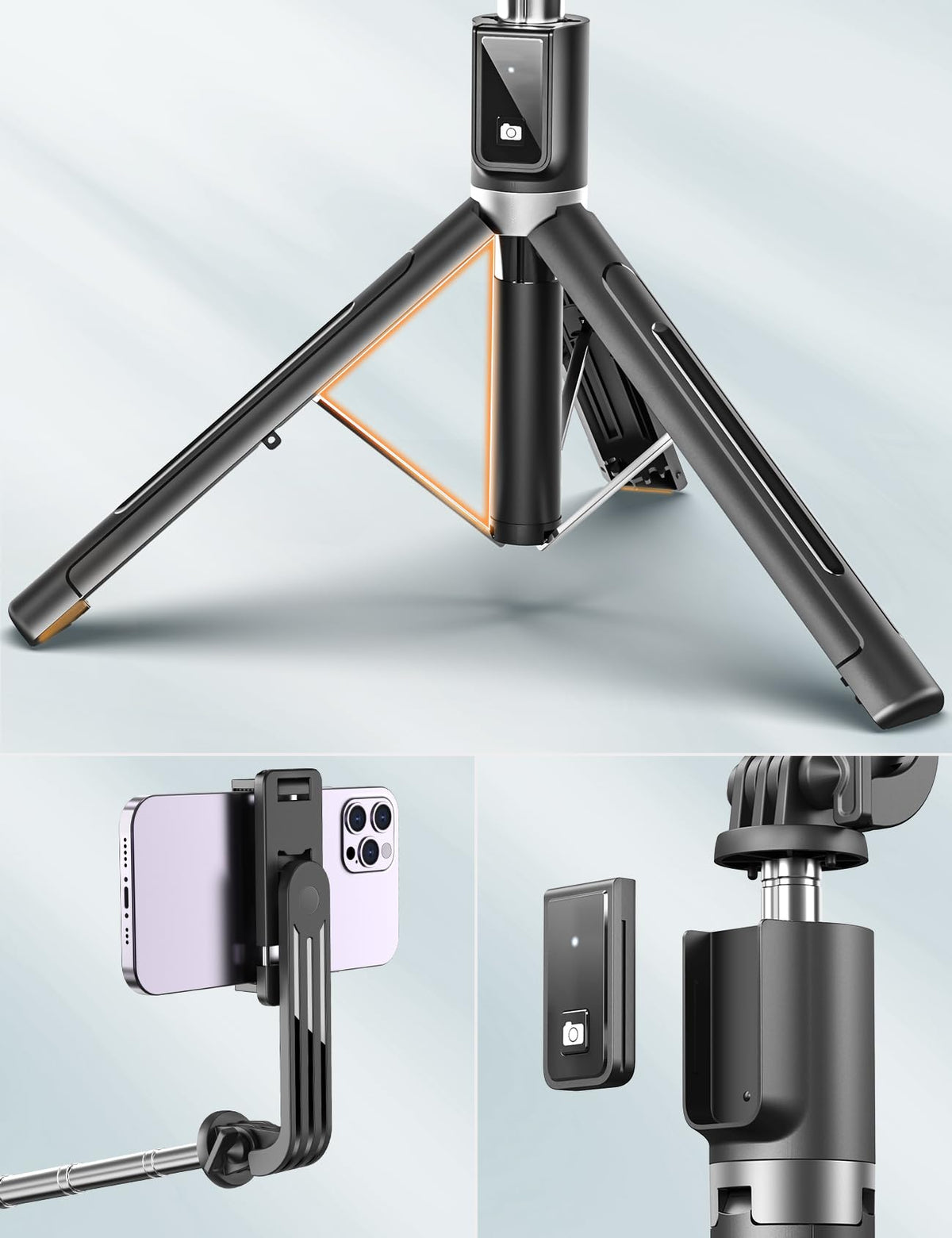 ANXRE Selfie Stick Tripod with Fill Light and Stable Base, Extendable Phone Tripod with Detachable Wireless Remote, 50" Travel Stand for Cell Phone Film & Vlog Compatible with iPhone Android Gopro 🍁 All In One Marketplace Canada