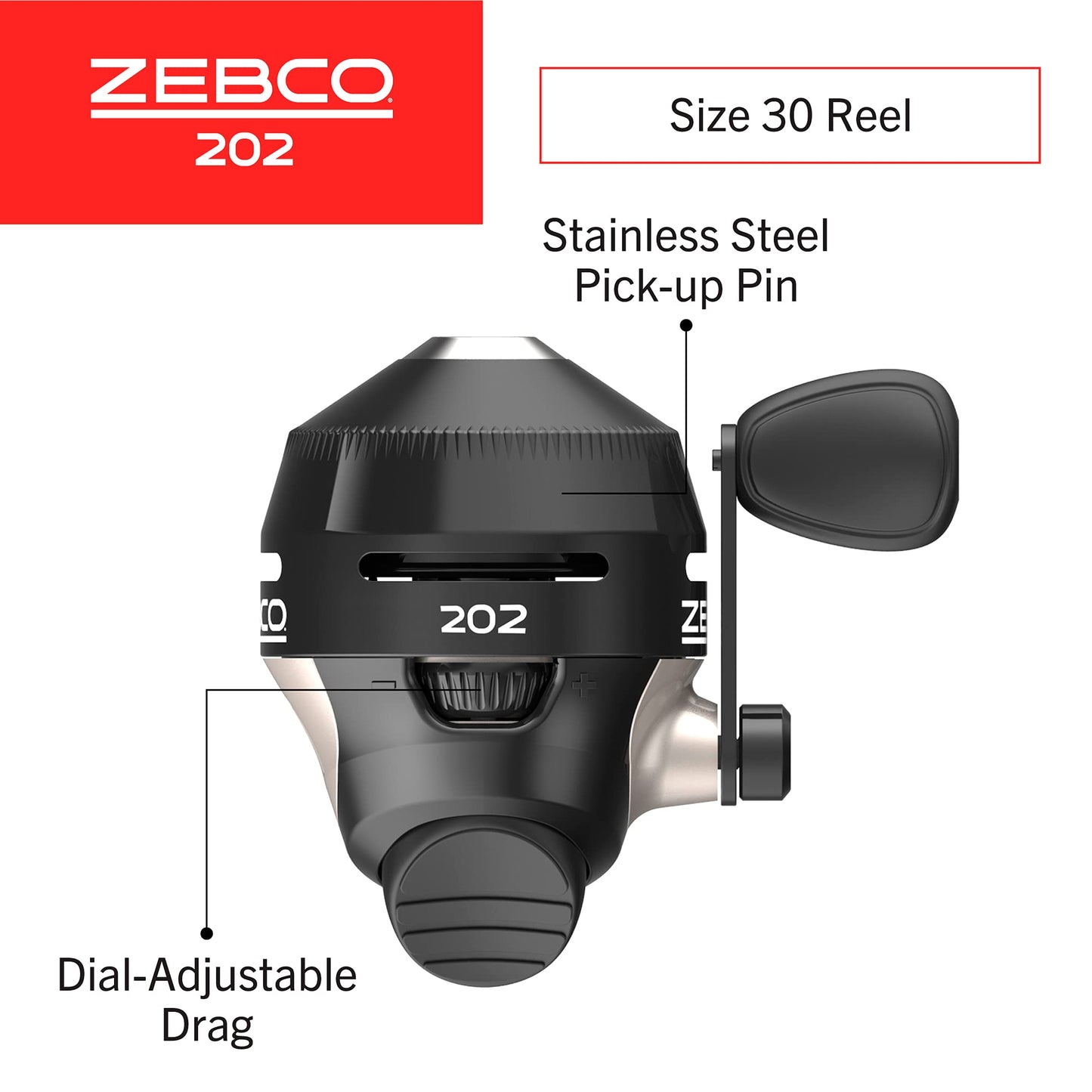 Zebco/Quantum, 202 Freshwater Spincast Reel, 2.8:1 Gear Ratio, 15" Retrieve Rate, Right Hand, Clam Package 🍁 All In One Marketplace Canada