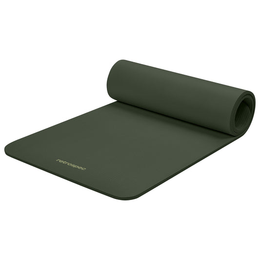 Retrospec Solana Yoga Mat 1/2" Thick w/Nylon Strap for Men & Women - Non Slip Excercise Mat for Yoga, Pilates, Stretching, Floor & Fitness Workouts, Wild Spruce 🍁 All In One Marketplace Canada