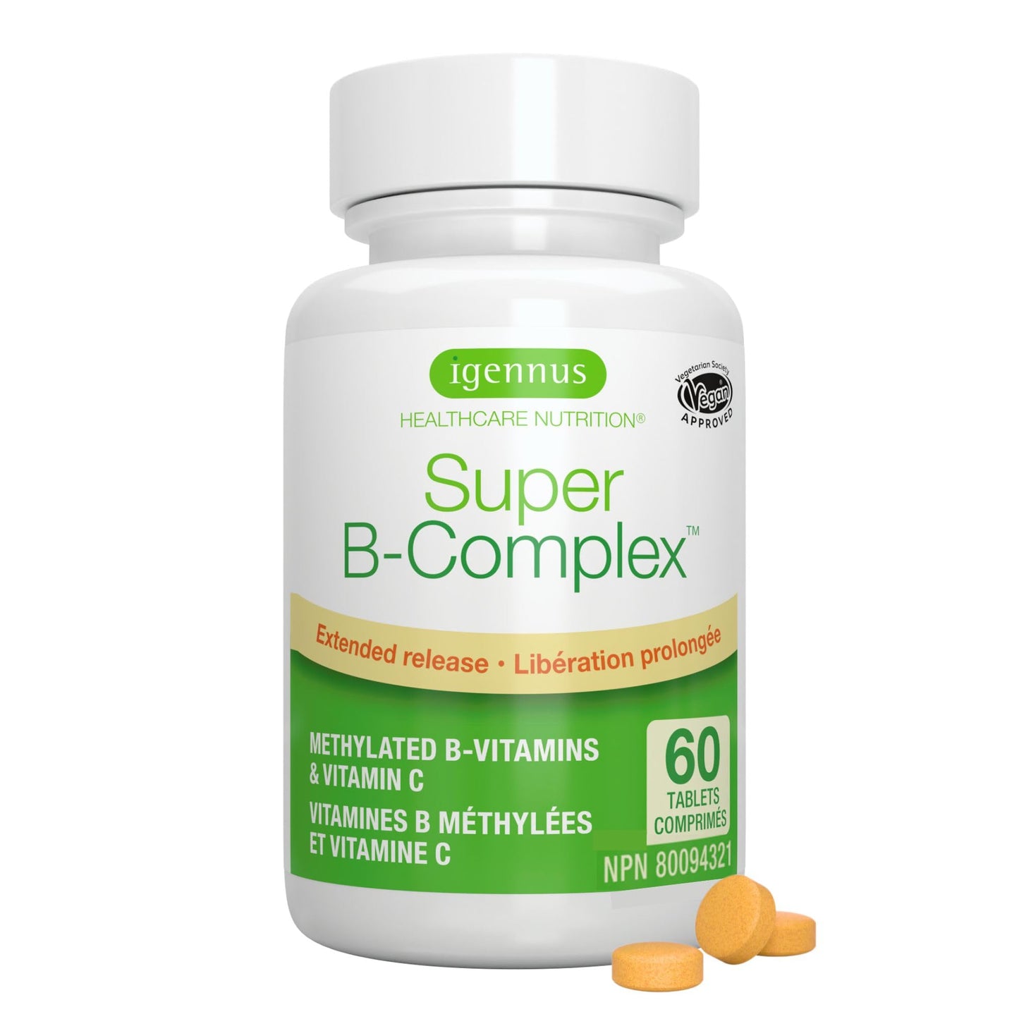 Igennus Super B-Complex - High Strength Methylated B Vitamins, Clean Label, 60 Tablets 🍁 All In One Marketplace Canada