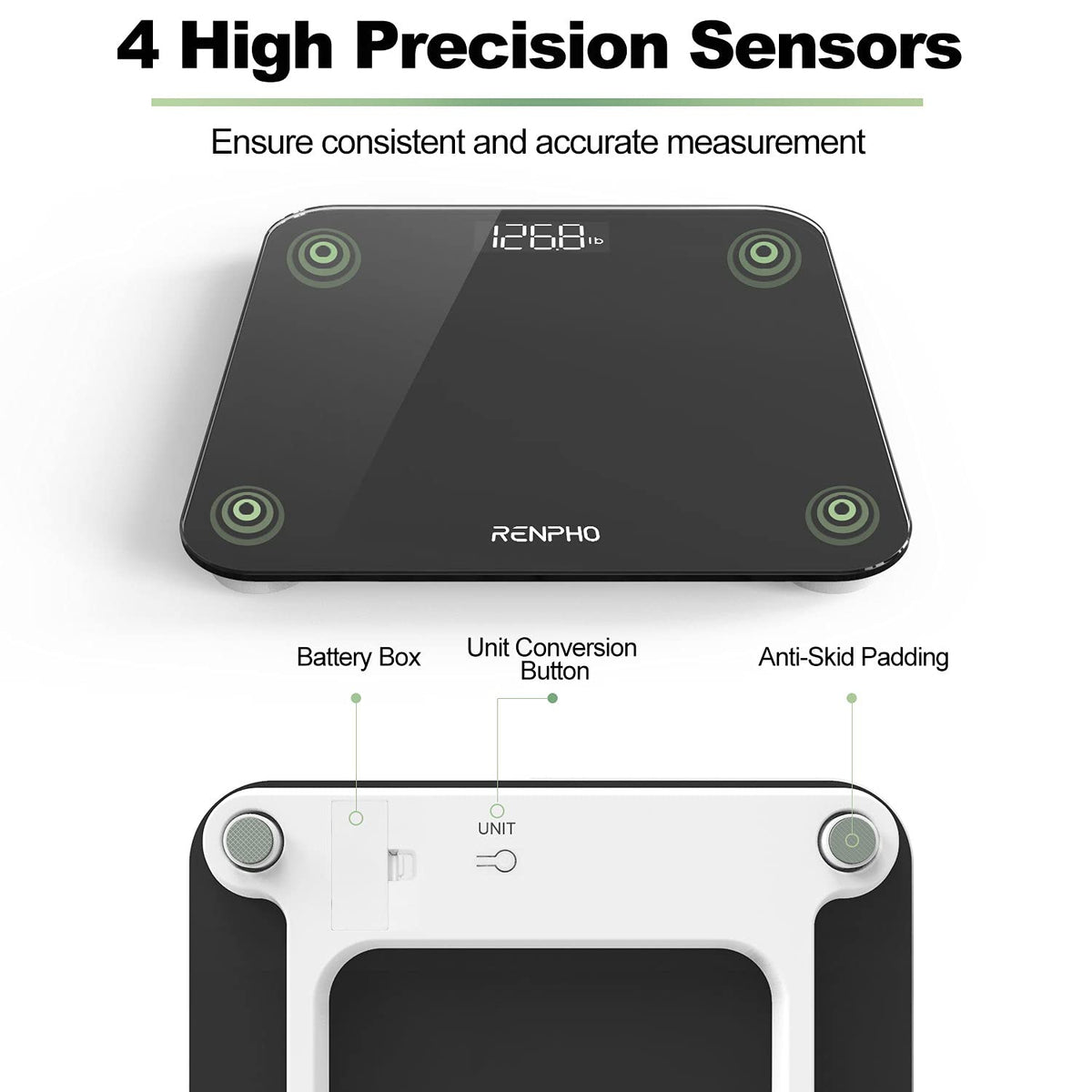 RENPHO Scale for Body Weight, Bathroom Weighing Scale with Backlit LED Display, Highly Accurate & Measures Weight up to 400 lb/180kg, Black-Core 1S (Black) 🍁 All In One Marketplace Canada