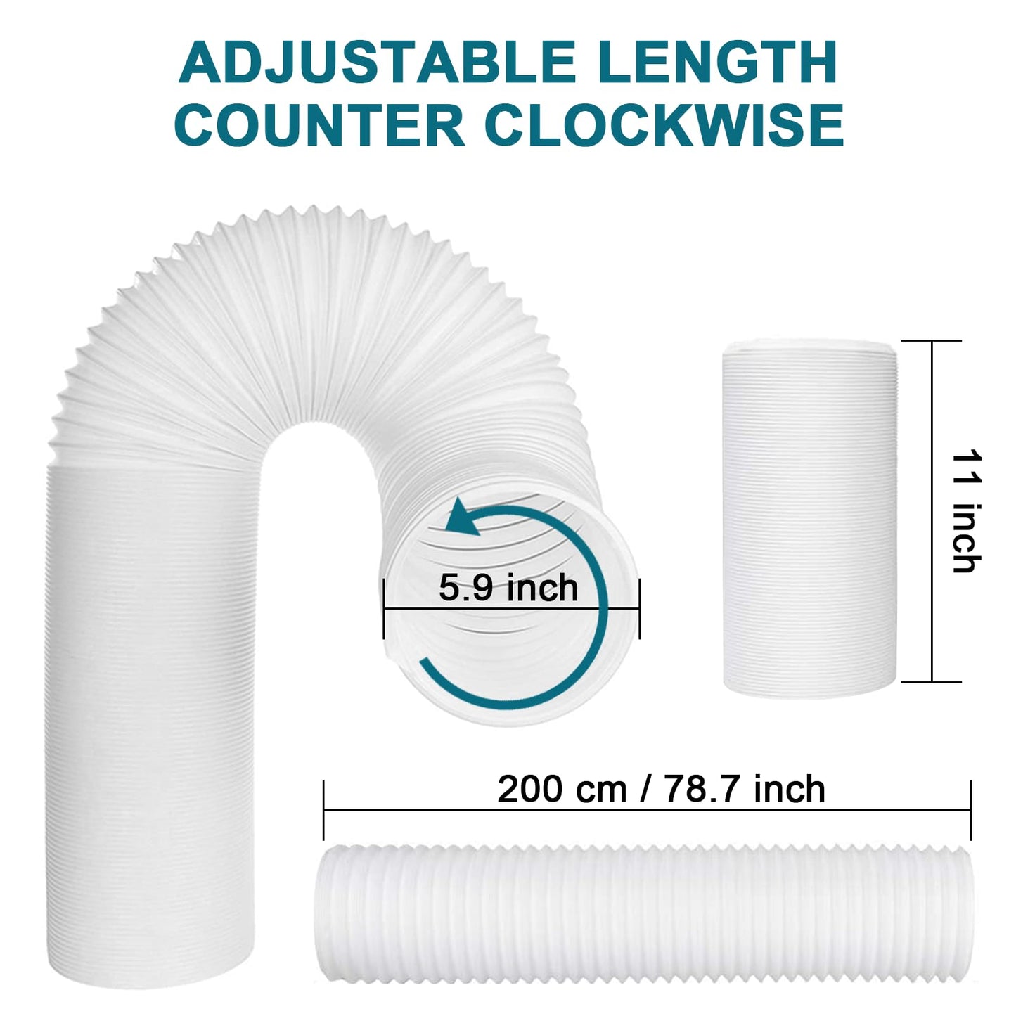 Portable Air Conditioner Hose with 5.9" Diameter & 80" Length Anti-Clockwise Thread, Universal Portable AC Exhaust Hose Air Conditioner Parts & Accessories 🍁 All In One Marketplace Canada