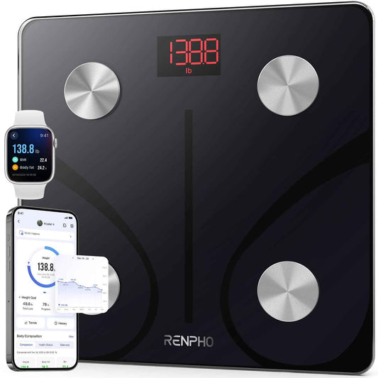 RENPHO Body Fat Scale, Smart Scale for Body Weight, BMI Digital Bathroom Weight Scale, Body Measurements with Smartphone App sync with Bluetooth, 400 lbs - Black, Elis 1 🍁 All In One Marketplace Canada