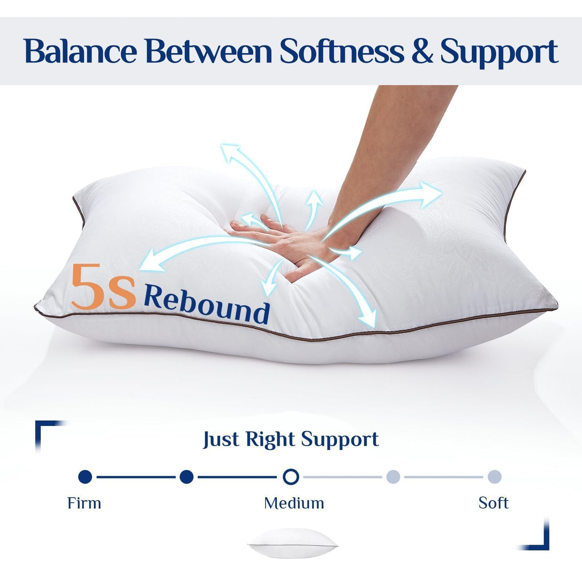 JOLLYVOGUE Pillows Standard Size 2 Pack for Sleeping, Soft and Supportive Bed Pillow for Side and Back Sleepers, Down Alternative Hotel Collection Pillows Set of 2 🍁 All In One Marketplace Canada