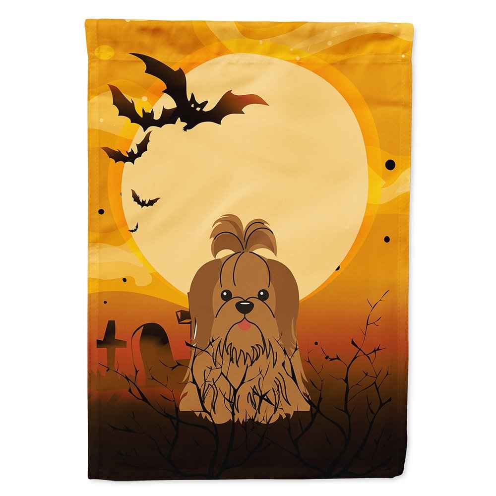 Caroline's Treasures BB4352CHF Halloween Shih Tzu Silver Chocolate Flag Canvas House Size, Large, Multicolor