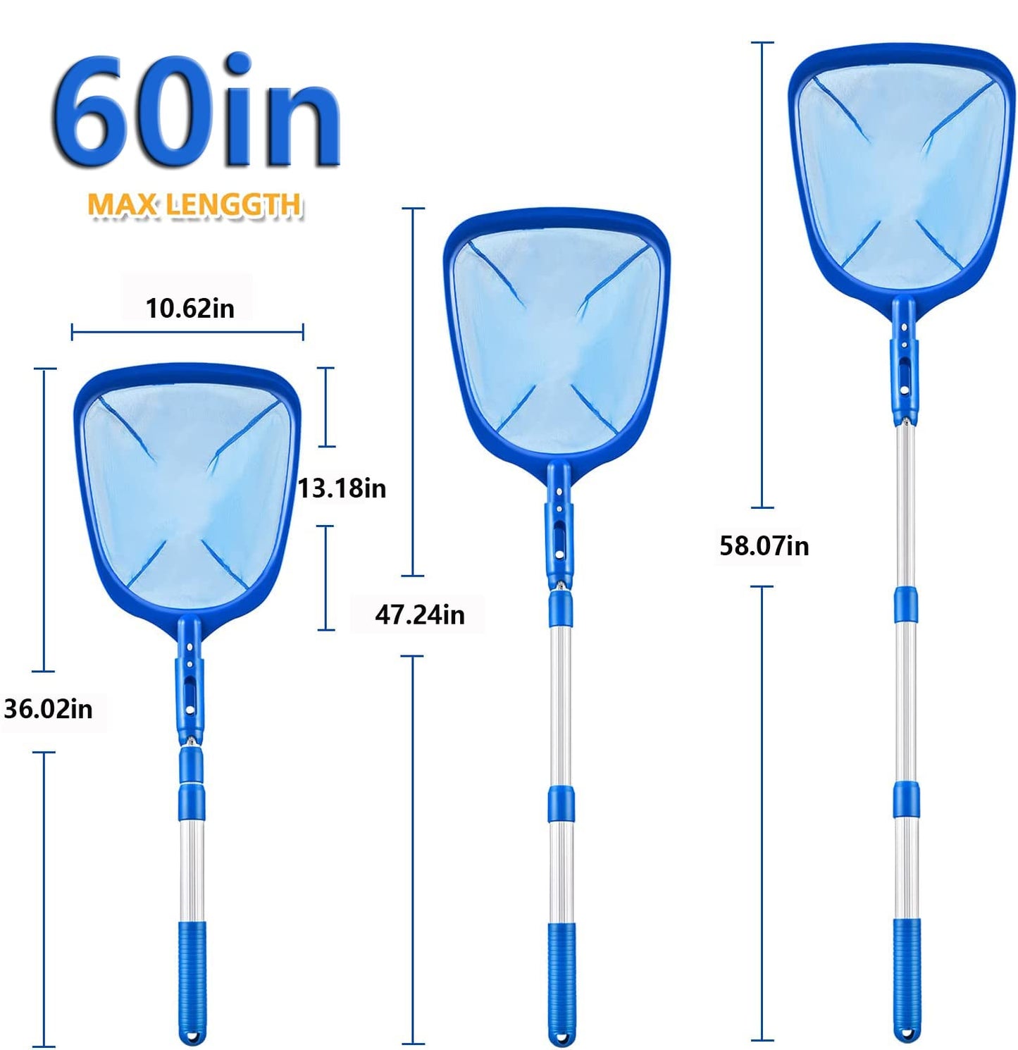 FBSPORT Pool Skimmer Net with Telescopic Pole, 59 inch Swimming Pool Leaf Net, Fine Mesh Pool Net, Pool Cleaner Maintenance Tool-Easy to Collecting Leaves for Swimming Pools, Hot Tubs, Ponds 🍁 All In One Marketplace Canada