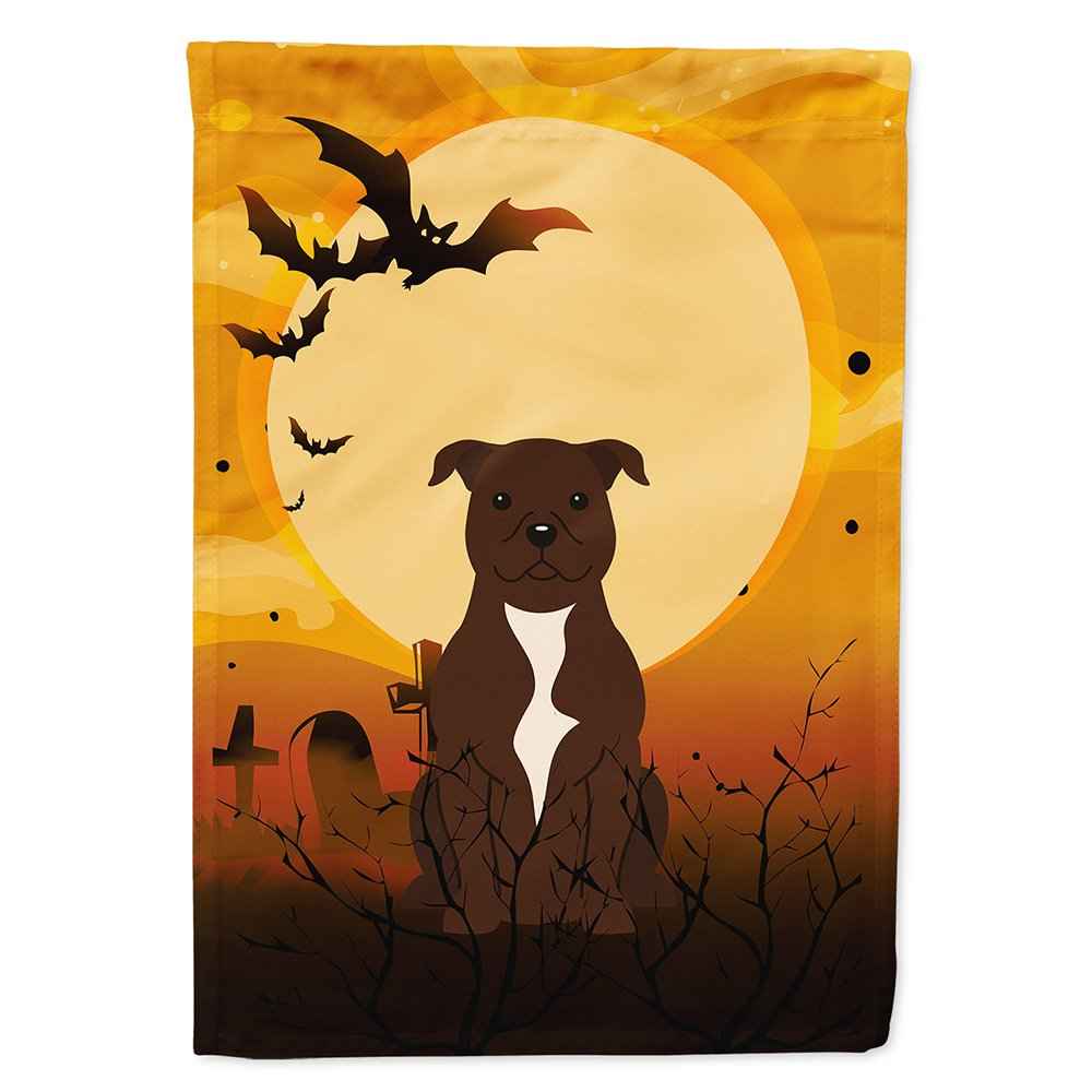 Caroline's Treasures BB4314CHF Halloween Staffordshire Bull Terrier Chocolate Flag Canvas House Size, Large, Multicolor