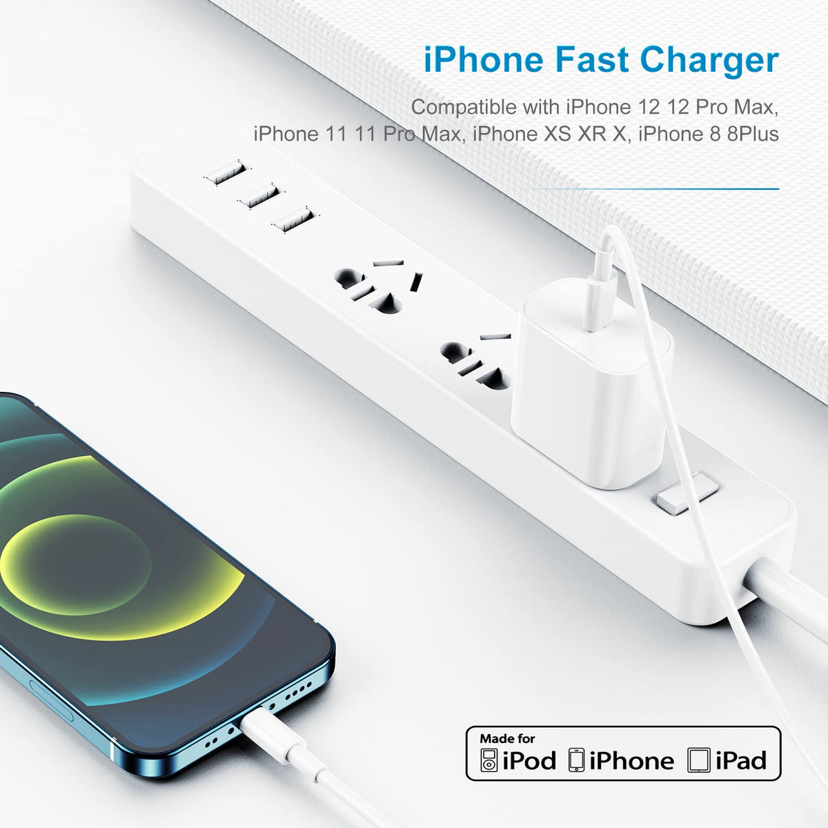 2Pack Apple Certified iPhone Charger Fast Charging, PD USB C Wall Charger Block with Type C to Lightning Cable 6ft Compatible with iPhone 14/14 Plus/13 Pro Max/12/12 Pro/11/iPad 🍁 All In One Marketplace Canada
