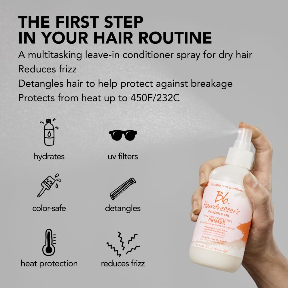 Bumble and bumble. Hairdresser's Invisible Oil Heat/UV Protection Leave-In Conditioner Hair Primer | Hydrating, Anti Frizz, Color Safe | Straight, Coily | With Argan Oil + Coconut Oil, 250 ml 🍁 All In One Marketplace Canada