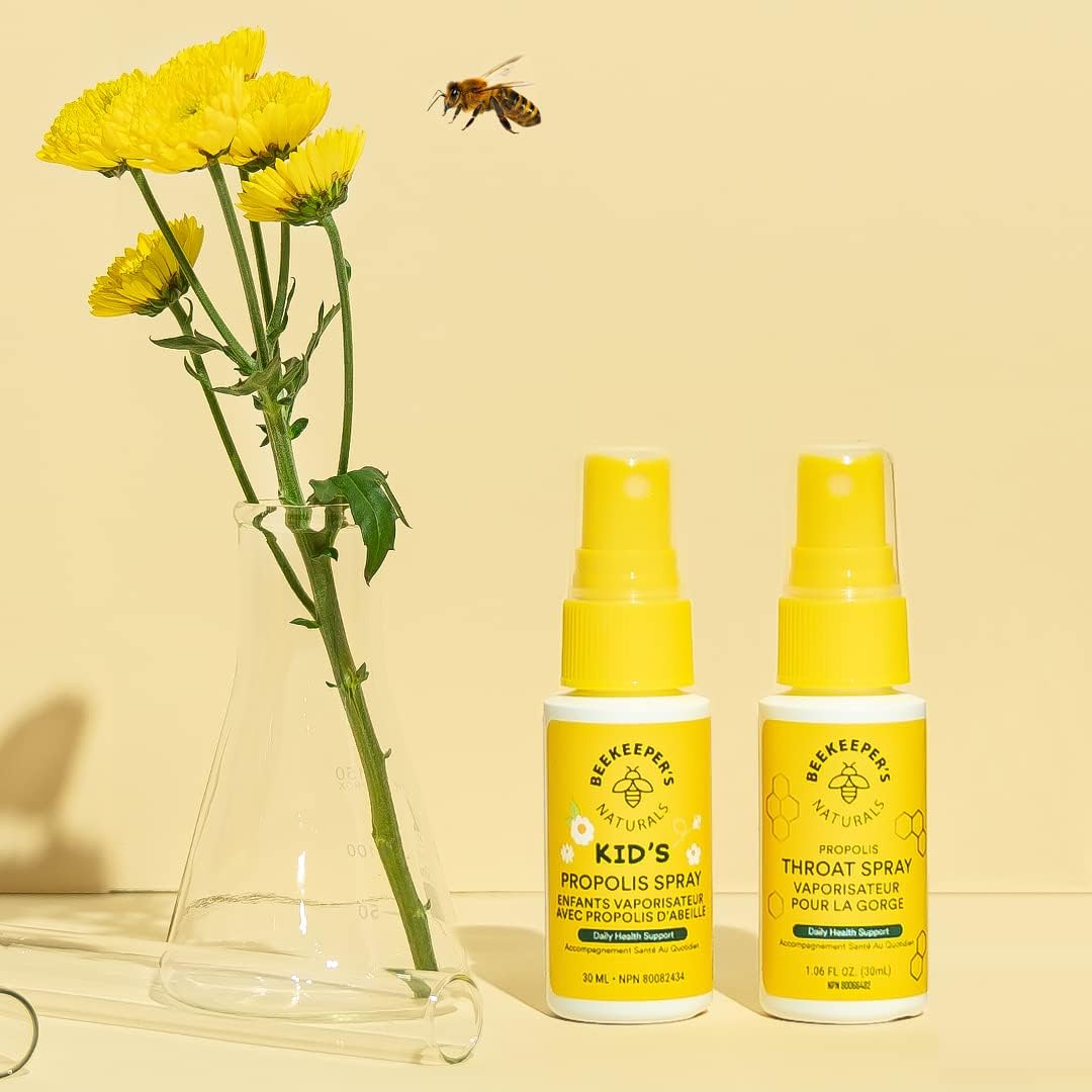 BEEKEEPER'S NATURALS Propolis Throat Spray - 85mg Bee Propolis Extract - Natural Immune Support, Sore Throat Relief & Antioxodant Support - Antioxidants, Keto, Paleo, Gluten-Free 1.06 oz (Pack of 2) 🍁 All In One Marketplace Canada