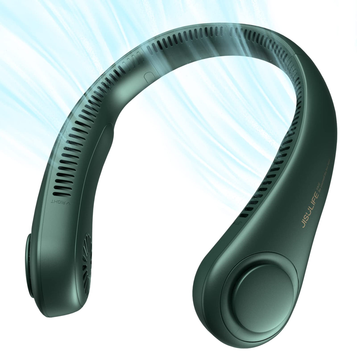 JISULIFE Portable Neck Fan, Hands Free Bladeless Hanging Sport Fan, 4000 mAh Battery Operated Wearable Personal Fan, Leafless, Rechargeable, Headphone Design, USB Powered,5 Speeds-Dark Green 🍁 All In One Marketplace Canada