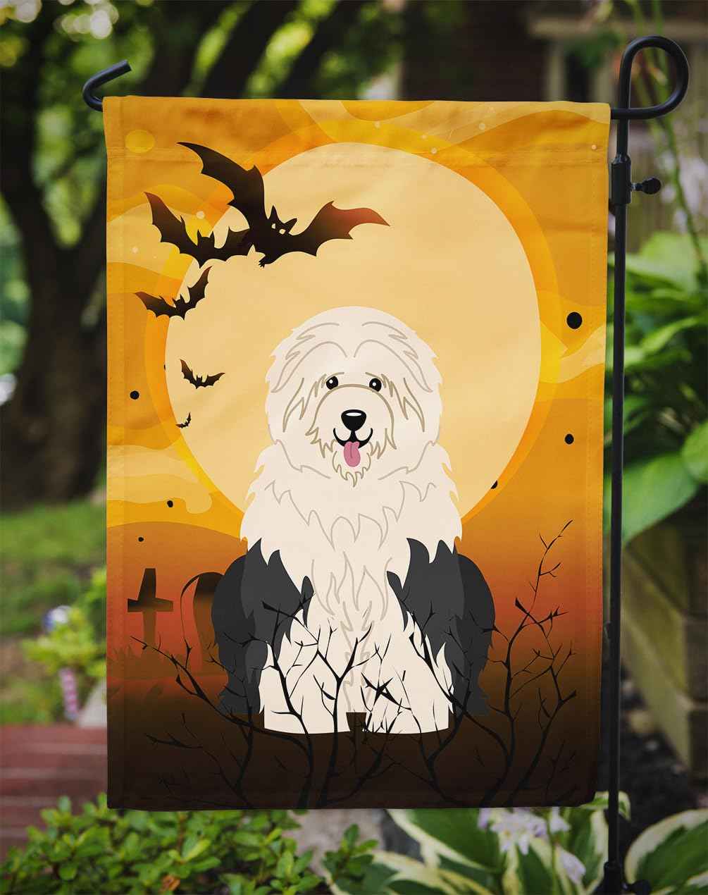 Caroline's Treasures BB4362GF Halloween Old English Sheepdog Flag Garden Size, Small, Multicolor