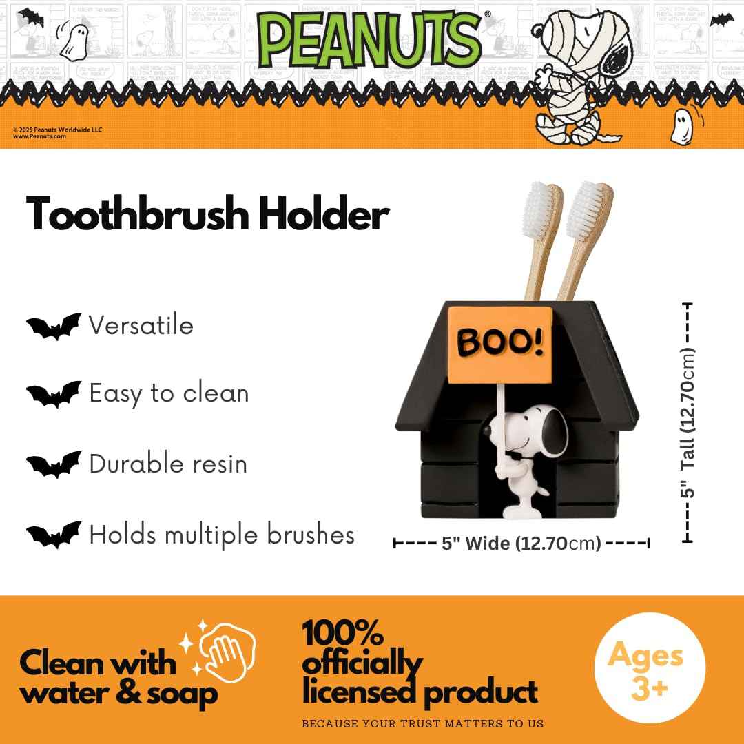 Peanuts Snoopy Halloween Toothbrush Holder - Makeup Brushes/Pens Tumbler, (Official Peanuts Product) by Franco