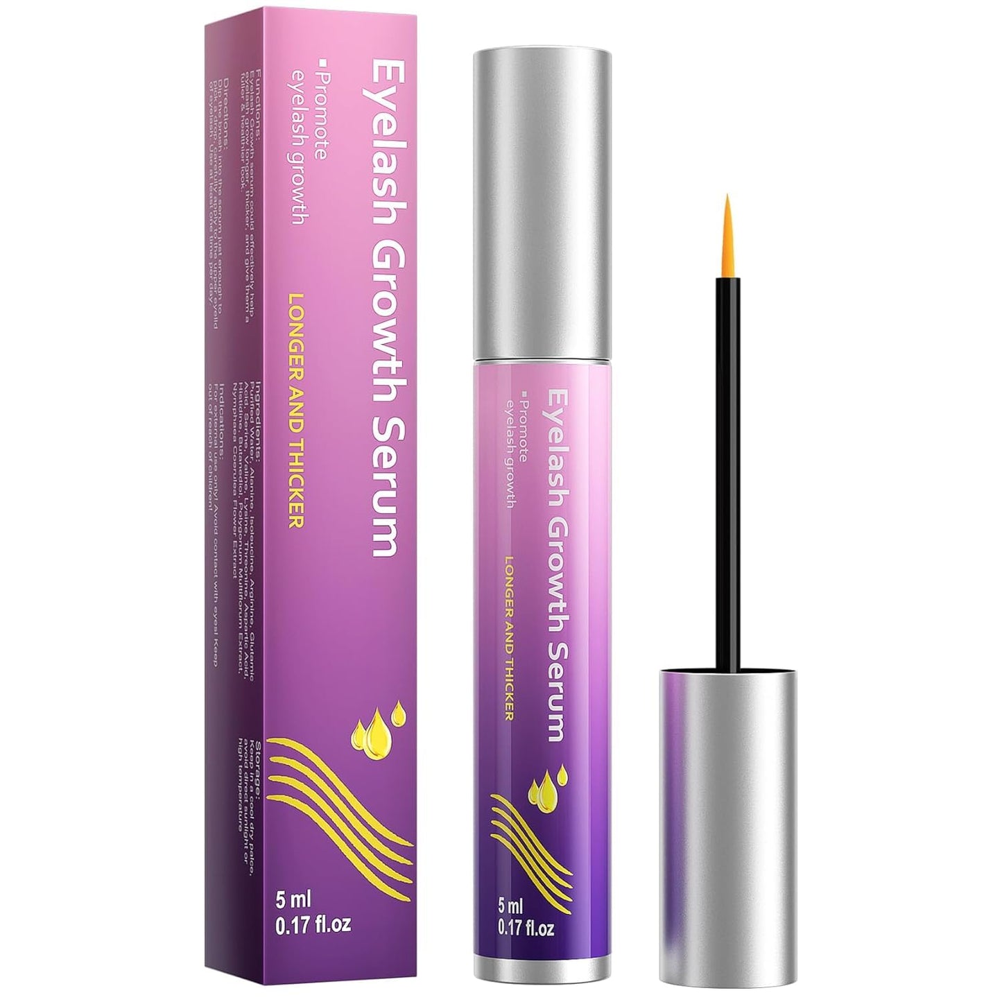 Lash Serum for Growth, Premium Eyelash Enhancer Care for Longer Thicker & Fuller, Gentle Formula Safe for Sensitive Eyes Non-Irritating Daily Use at Home & Travel - 5ml 🍁 All In One Marketplace Canada