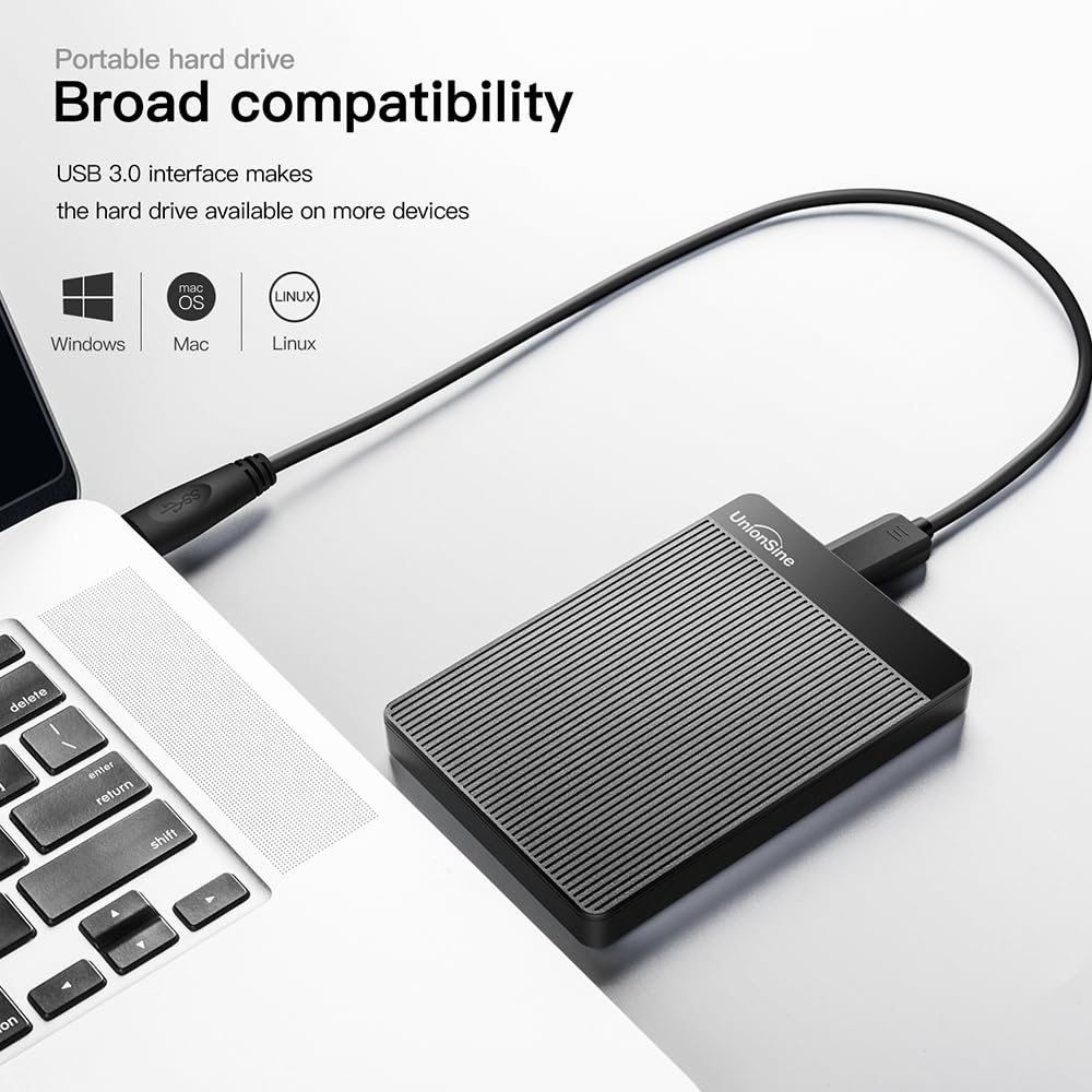 UnionSine 2TB Ultra Slim Portable External Hard Drive HDD-USB 3.0 Storage for PC, Mac, Laptop, PS4, Xbox one, Xbox 360-(Black) 🍁 All In One Marketplace Canada