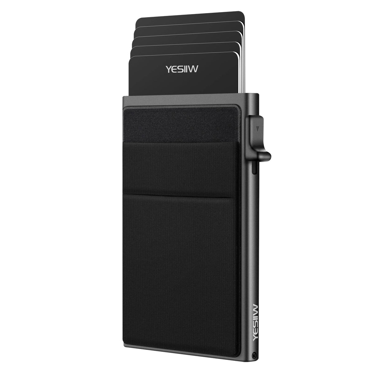 YESIIW Minimalist Pop up Card Holder Wallet for Men RFID Blocking | Slim Business Credit Card Wallet with Money Pocket | Aluminum Metal Bank Card Case for Notes and Coins and Debit Cards | Black 🍁 All In One Marketplace Canada