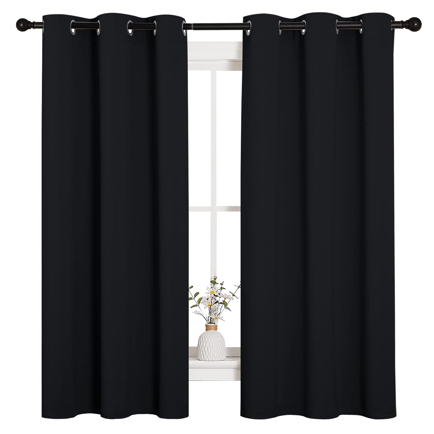 NICETOWN Blackout Curtains 2 Panels for Bedroom- Halloween Thermal Insulated Grommet Blackout Curtains 63 Inches Long for Living Room/Kitchen Rideaux occultants (2 Panels,W42 x L63 -Inch,Black) 🍁 All In One Marketplace Canada