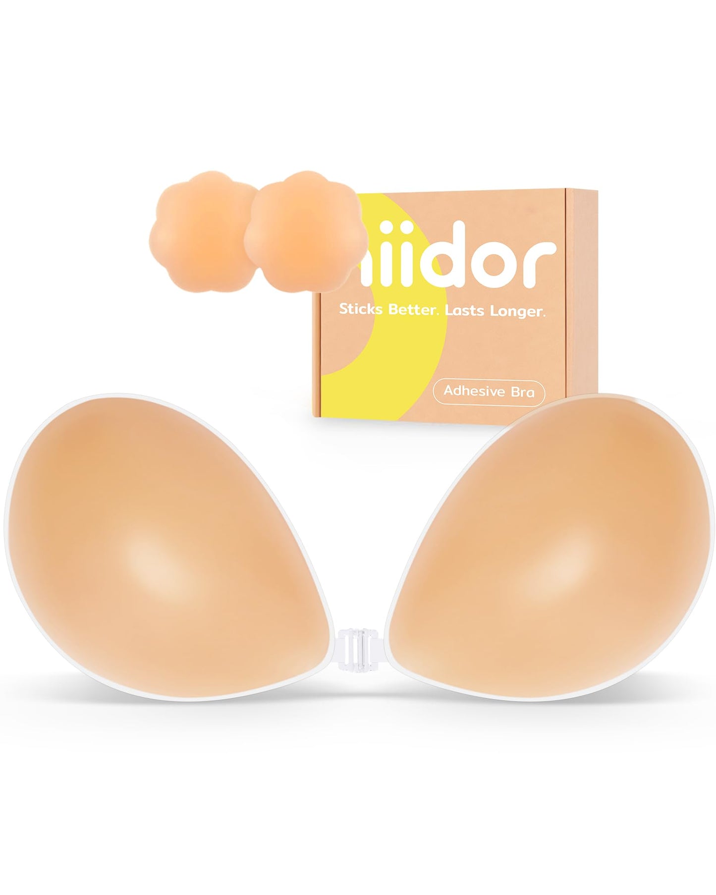 Niidor Adhesive Bra Strapless Sticky Invisible Push up Silicone Bra for Backless Dress with Nipple Covers Nude (C Cup) 🍁 All In One Marketplace Canada
