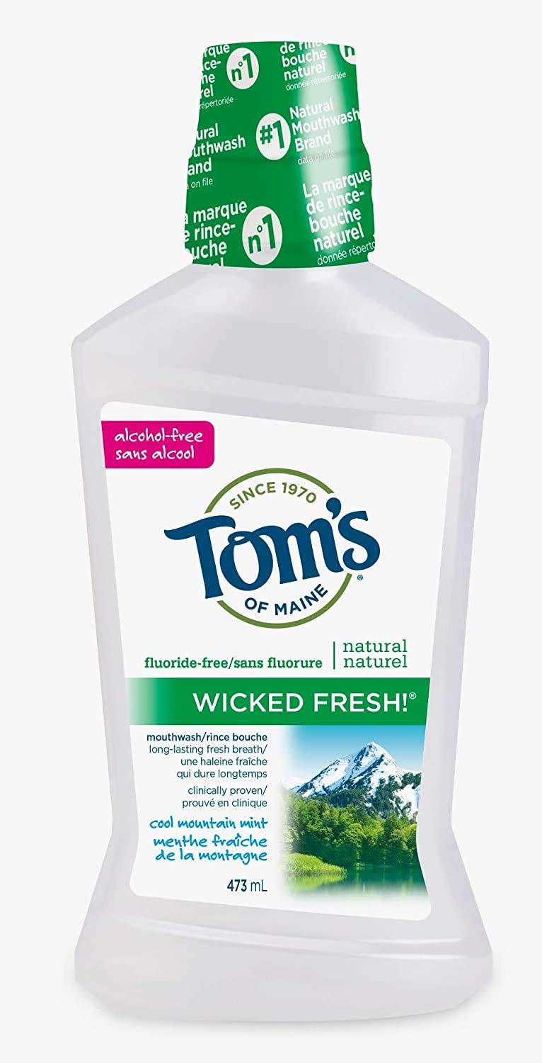 Tom's of Maine Wicked Fresh! Natural Fluoride Free Mouthwash, Cool Mountain Mint, 473ml, 6 pack 🍁 All In One Marketplace Canada