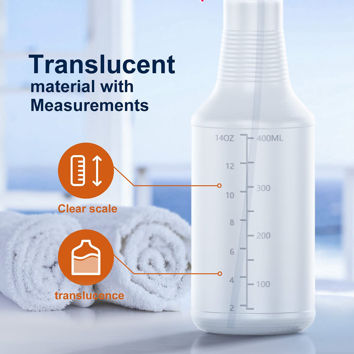 Veco Spray Bottle (5 Pack,16 Oz) with Measurements and Adjustable Nozzle(Mist & Stream Mode), HDPE Plastic Spray Bottles for Cleaning Solution,No Leak and Clog 🍁 All In One Marketplace Canada