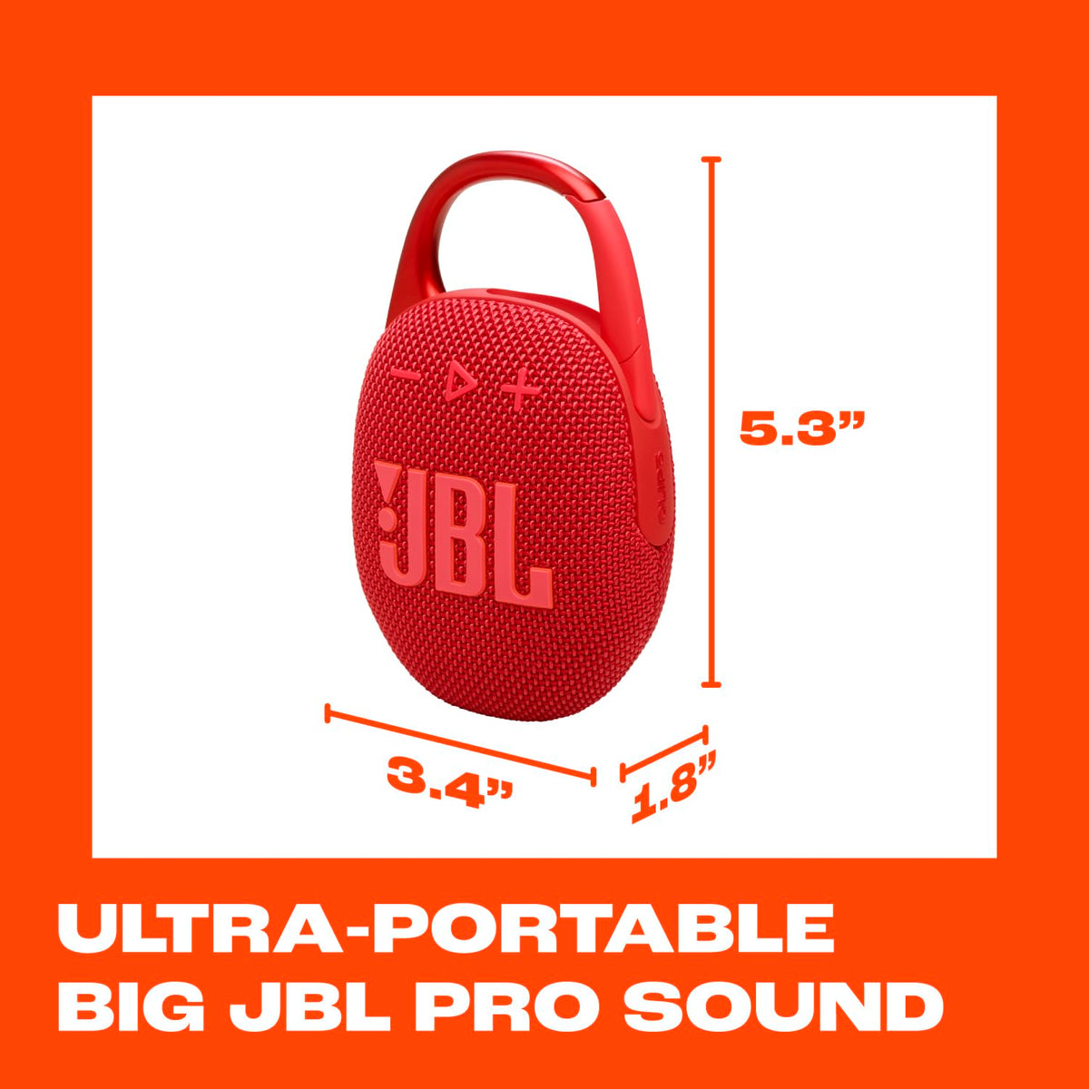 JBL Clip 5 - Ultra-Portable, Waterproof and Dustproof Bluetooth Speaker, Integrated Carabiner, Up to 12 Hours of Play, Made in Part with Recycled Materials (Red) 🍁 All In One Marketplace Canada
