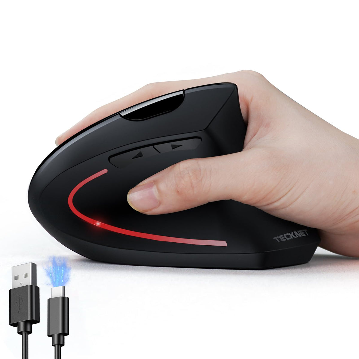 TECKNET Ergonomic Mouse, Rechargeable Vertical Ergo Mouse Wireless, Silent 2.4GHz 6 Buttons Optical Carpal Tunnel Mouse, 5 Adjustment Levels, Up to 4800DPI Wireless Mouse for Laptop, Desktop, PC 🍁 All In One Marketplace Canada