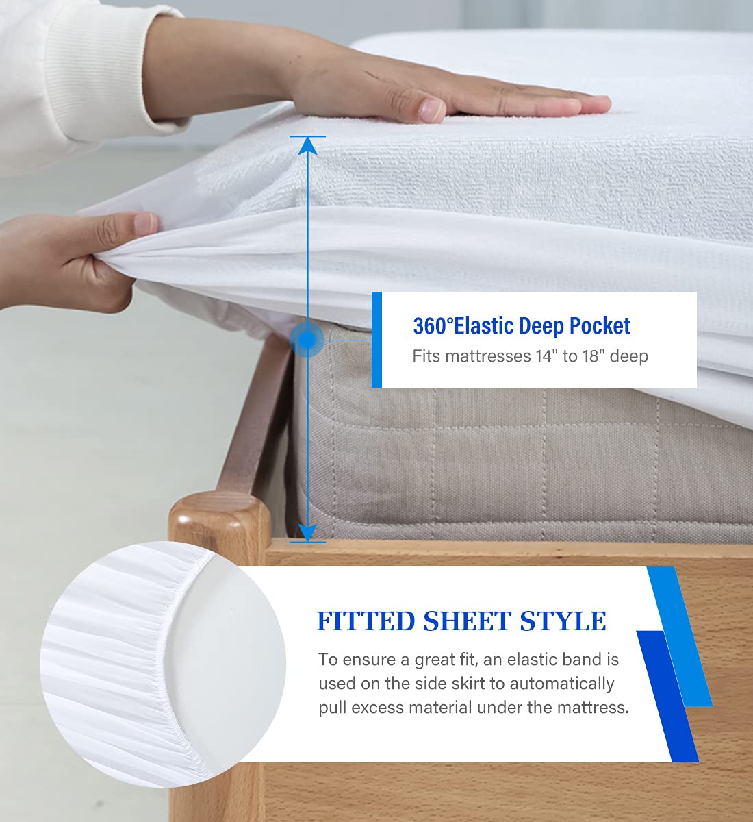 Twin Mattress Protector,Twin Mattress Cover Waterproof Mattress Protector Twin for Kids,Noiseless Soft Breathable Terry Twin Mattress Pad for Kids Pets Adults 39"x75" 🍁 All In One Marketplace Canada