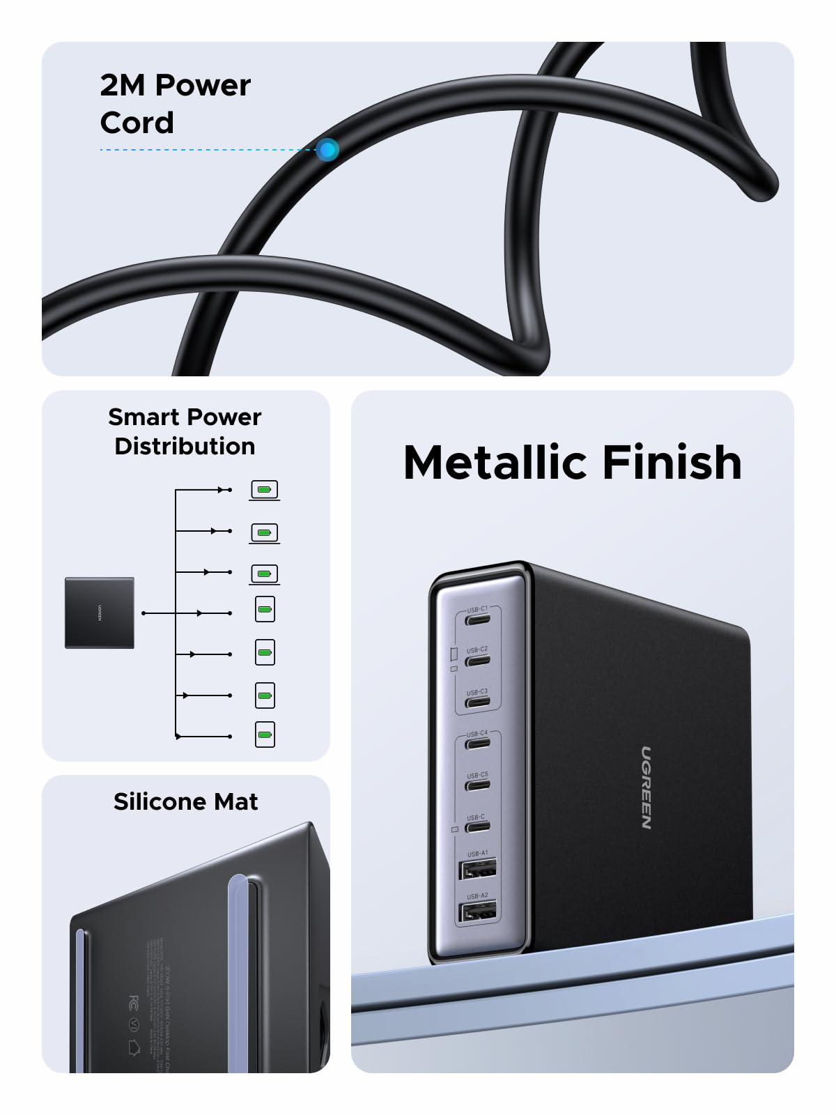 UGREEN 200W 8-Port GaN USB C Charger Block, Desktop Charging Station USB C and USB PD 100W Fast Charging Compatible for MacBook Pro 16" Air, XPS 13, iPad Pro, iPhone 17 Pro, Galaxy S26 S25 🍁 All In One Marketplace Canada