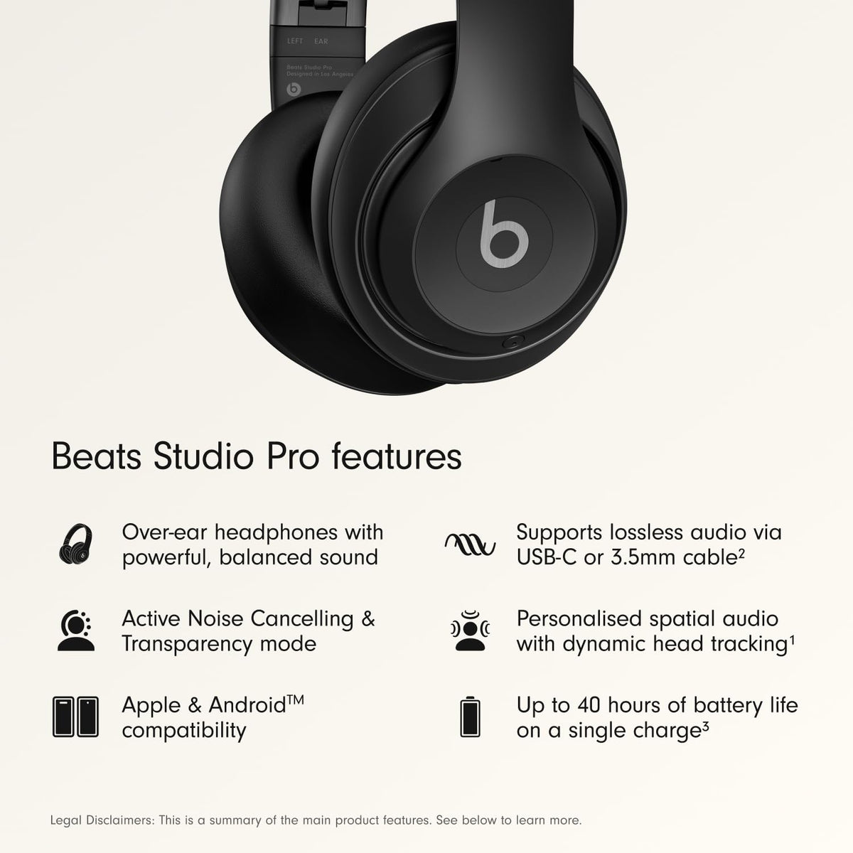 Beats Studio Pro - Wireless Bluetooth Noise Cancelling Headphones - Personalized Spatial Audio, USB-C Lossless Audio, Apple & Android Compatibility, Up to 40 Hours Battery Life - Black 🍁 All In One Marketplace Canada