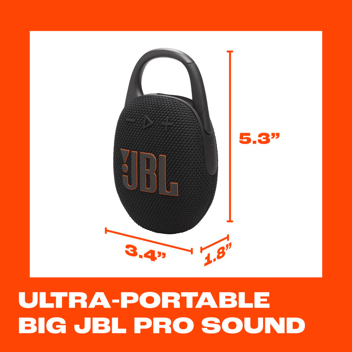 JBL Clip 5 - Ultra-Portable, Waterproof and Dustproof Bluetooth Speaker, Integrated Carabiner, Up to 12 Hours of Play, Made in Part with Recycled Materials (Black) 🍁 All In One Marketplace Canada