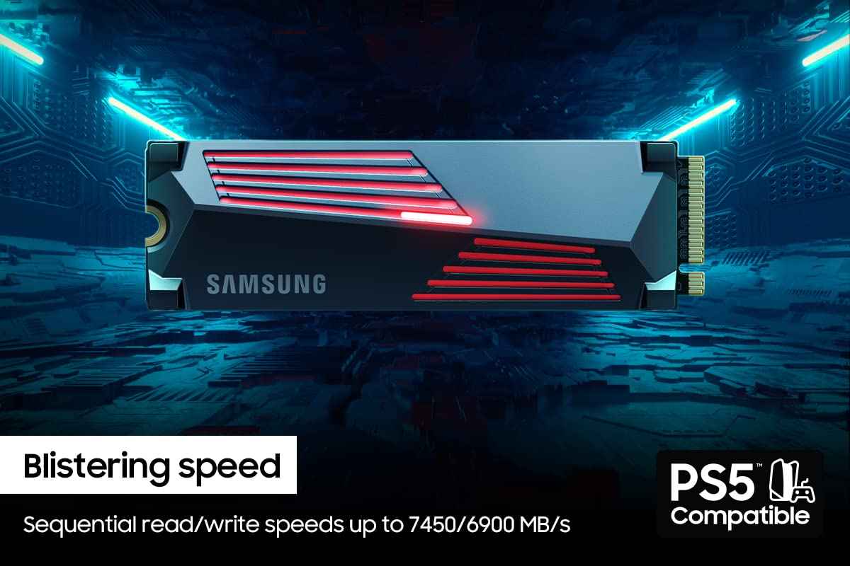 SAMSUNG 990 PRO w/Heatsink SSD 2TB PCIe Gen4 NVMe M.2 Internal Solid State Drive, Up to 7,450MB/s, PS5 Compatible, MZ-V9P2T0CW