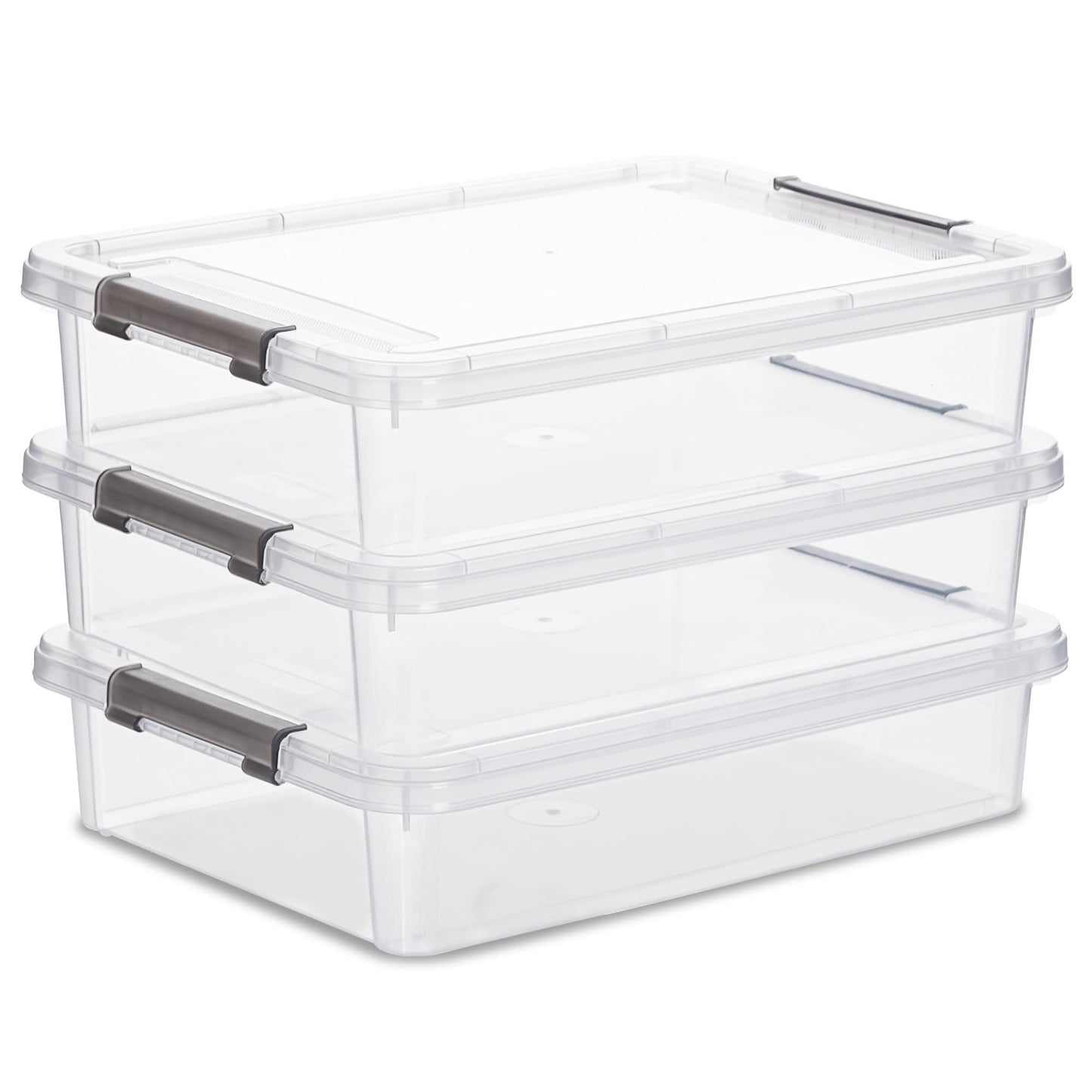 Citylife 3 PCS Plastic Storage Bins with Latching Lids Clear File Box Portable Storage Containers for Organizing A4 Paper, Document, Scrapbook, 14.65" x 10.43" x 2.87" 🍁 All In One Marketplace Canada