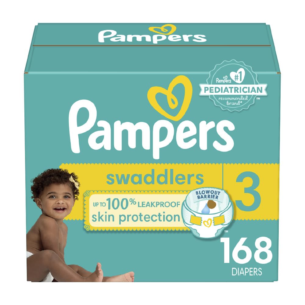 Pampers Swaddlers Diapers, Size 3, Absorbent, Keeps Baby Dry and Comfortable, Skin Safe Disposable Baby Diaper, 1 Pack (Count of 168) 🍁 All In One Marketplace Canada