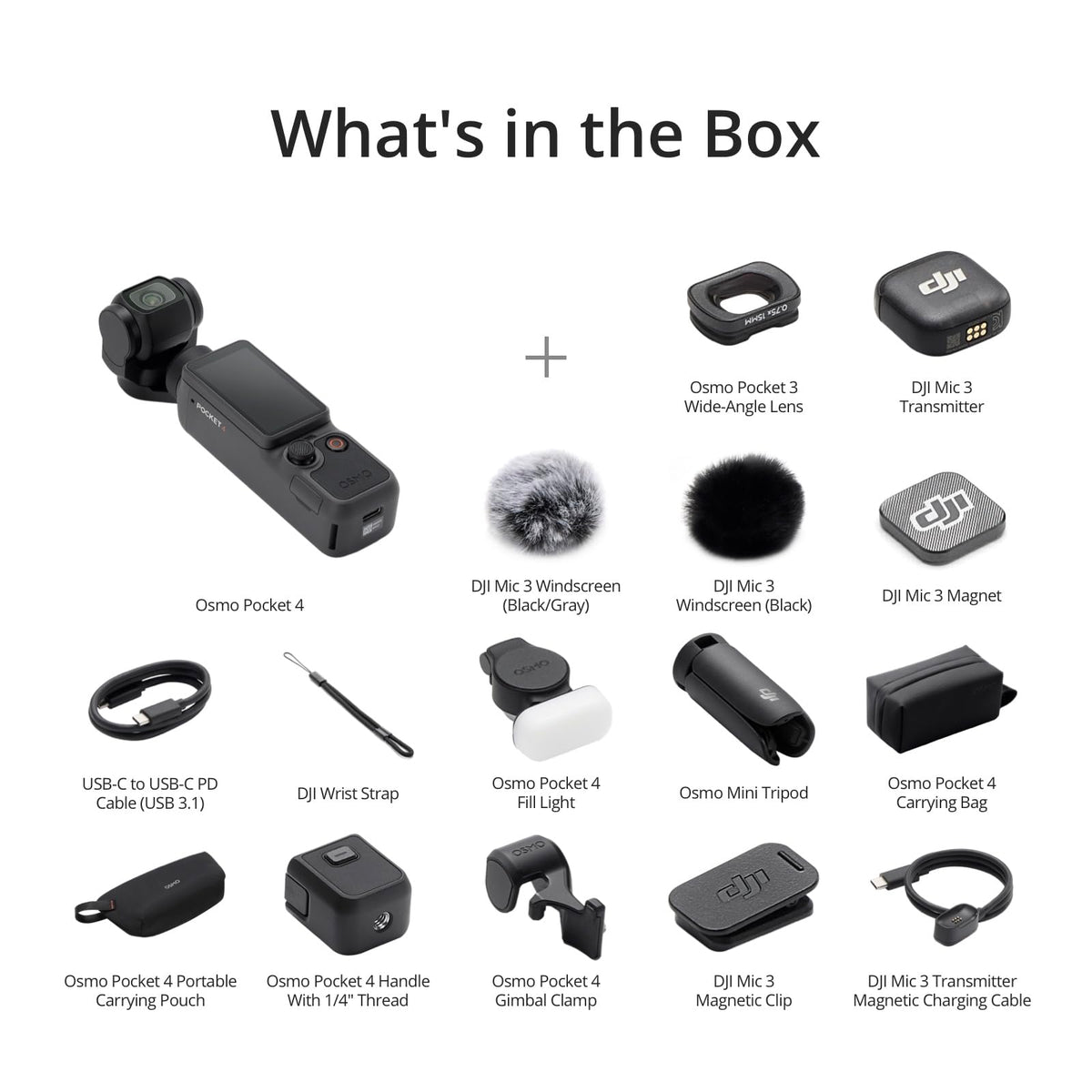 DJI Osmo Pocket 4 Creator Combo, Pocket Gimbal Vlog Camera, 1″ CMOS & 4K/240fps, 3‑Axis Stabilization, 2× Lossless Zoom, 107GB Built-in Storage, Mic 3 Transmitter, Fill Light, Osmo Mini Tripod 🍁 All In One Marketplace Canada